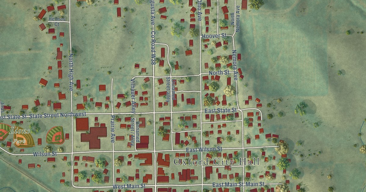 Map of Oxford, Iowa in 2026