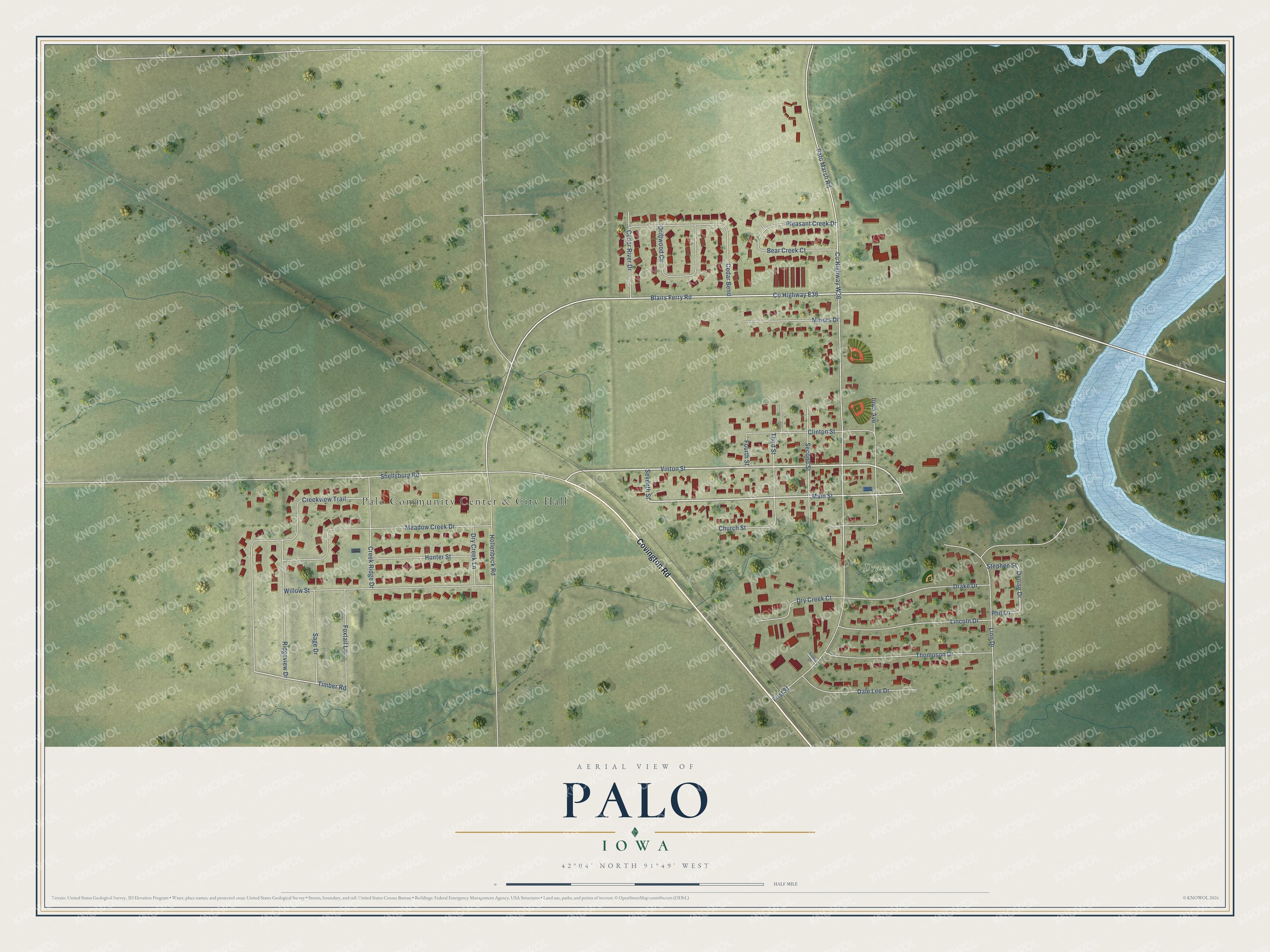 Watermarked full-map preview of Palo, Iowa
