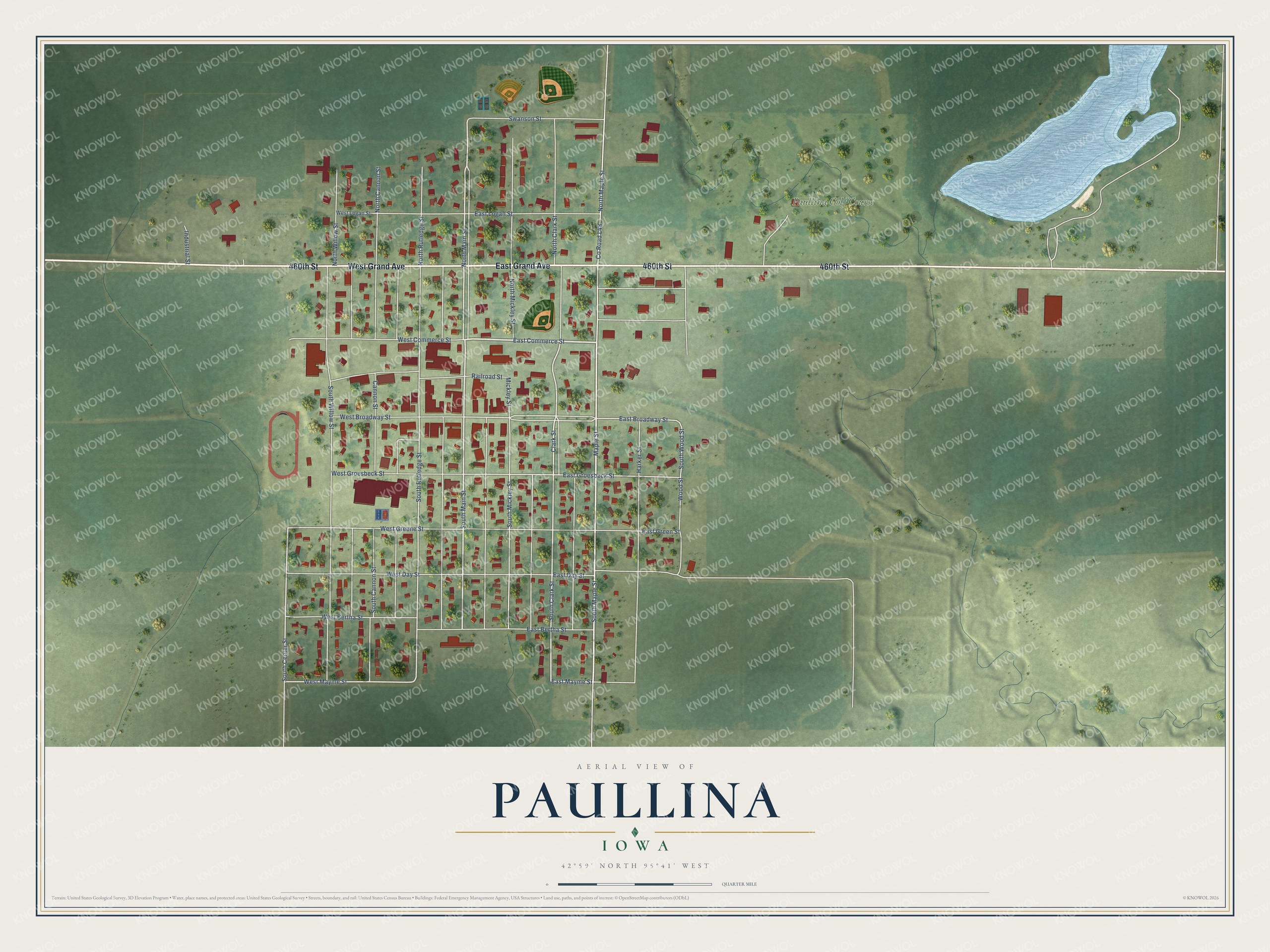 Watermarked full-map preview of Paullina, Iowa