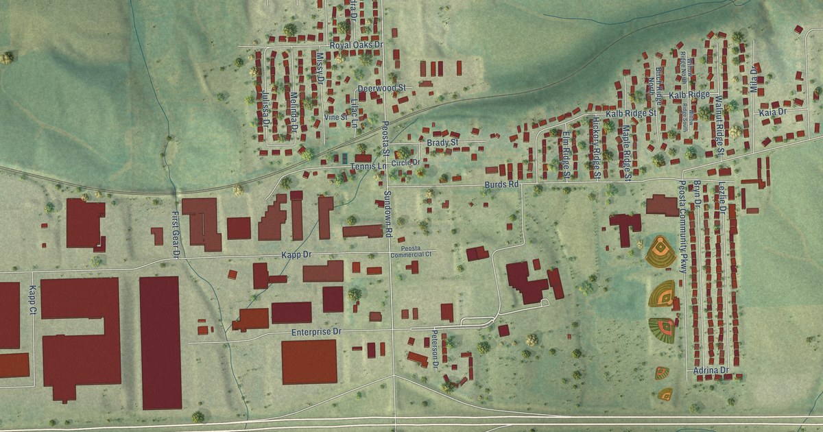 Map of Peosta, Iowa in 2026