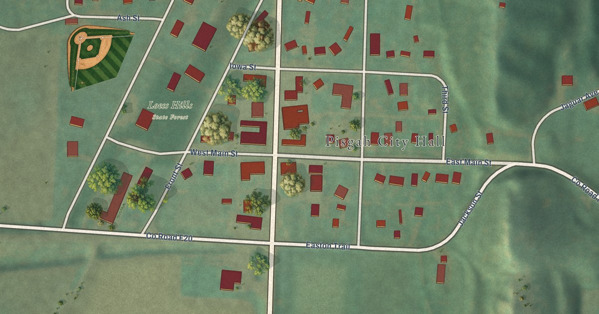 Map of Pisgah, Iowa in 2026
