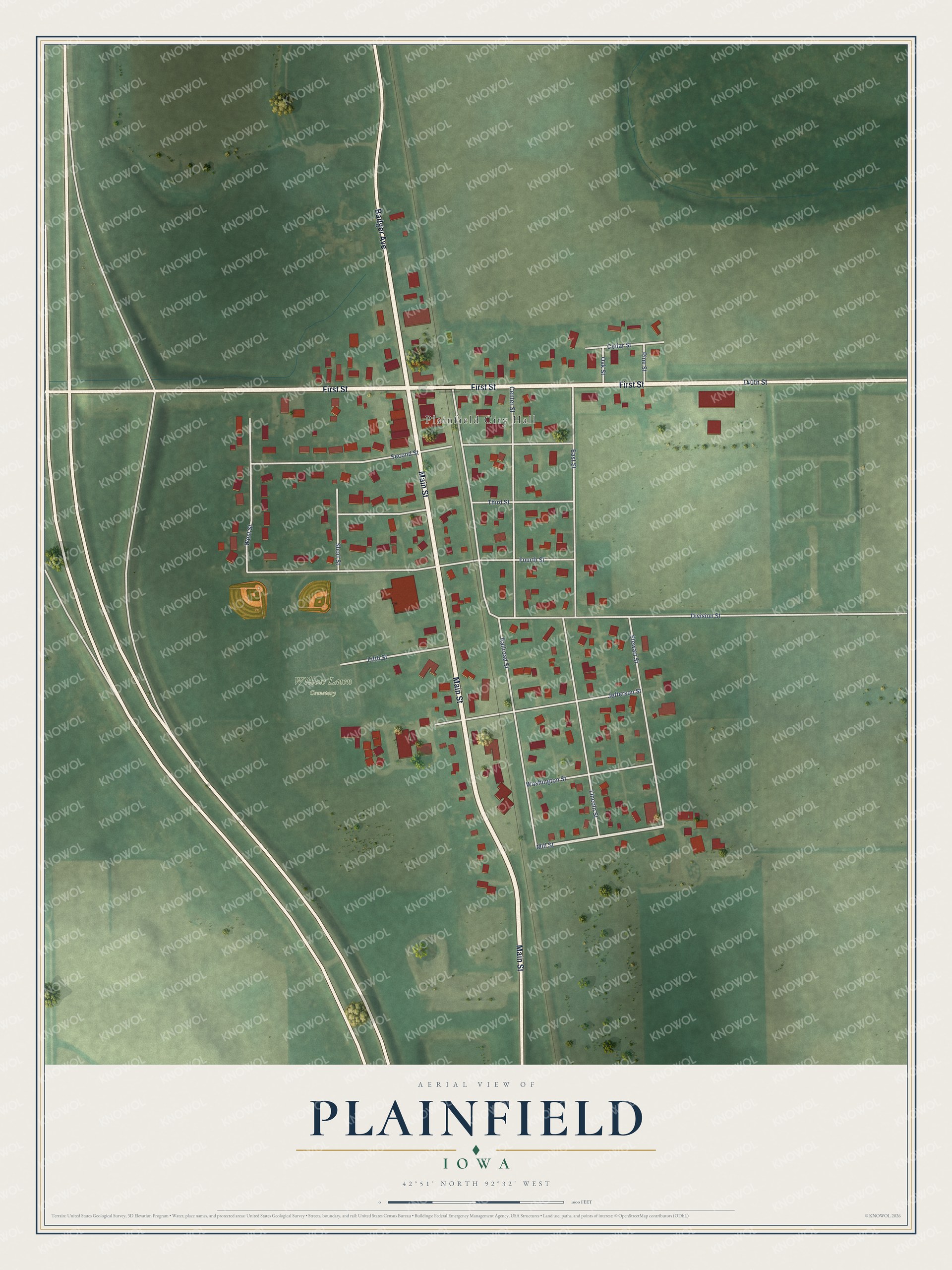 Watermarked full-map preview of Plainfield, Iowa