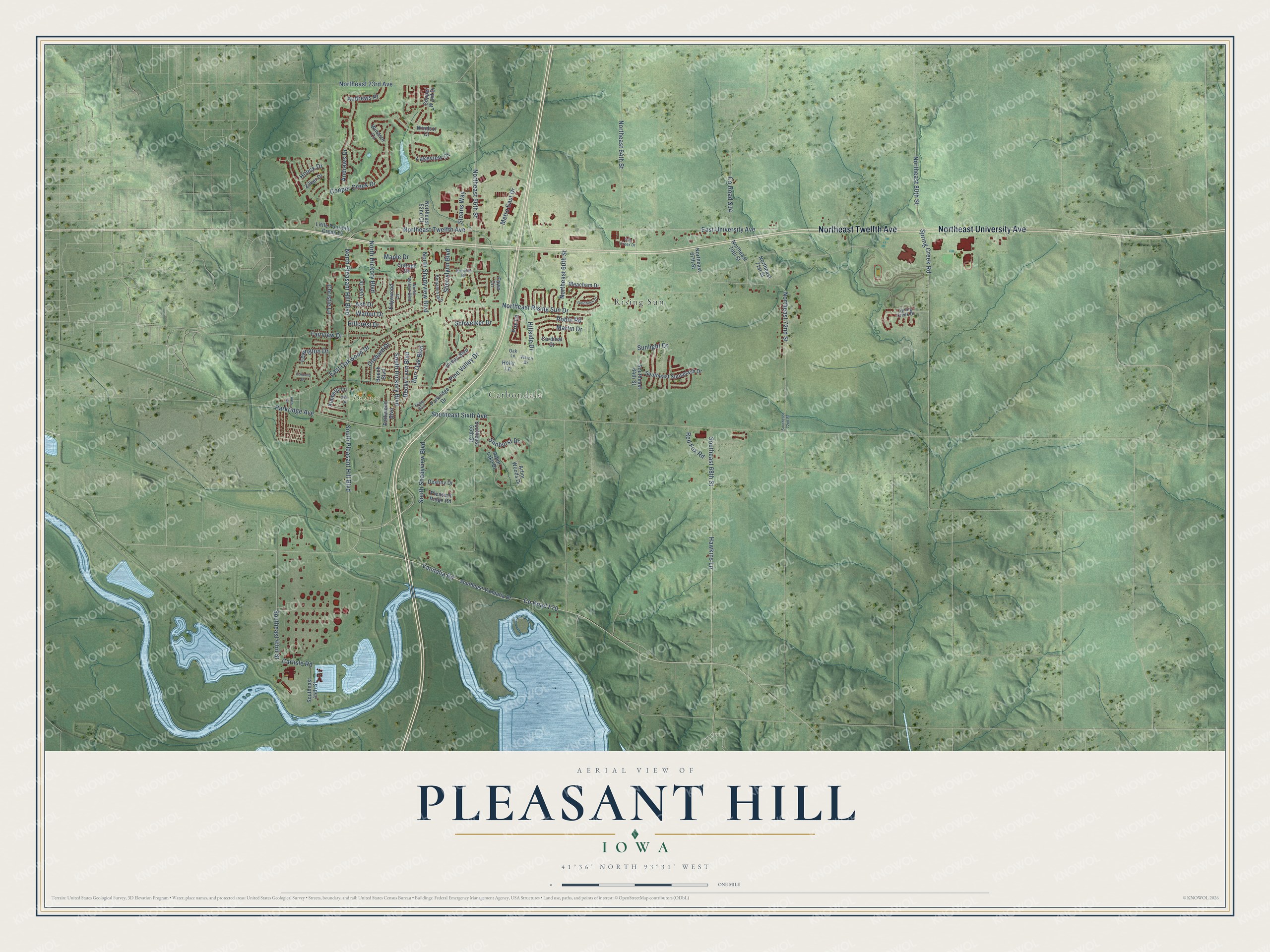 Watermarked full-map preview of Pleasant Hill, Iowa