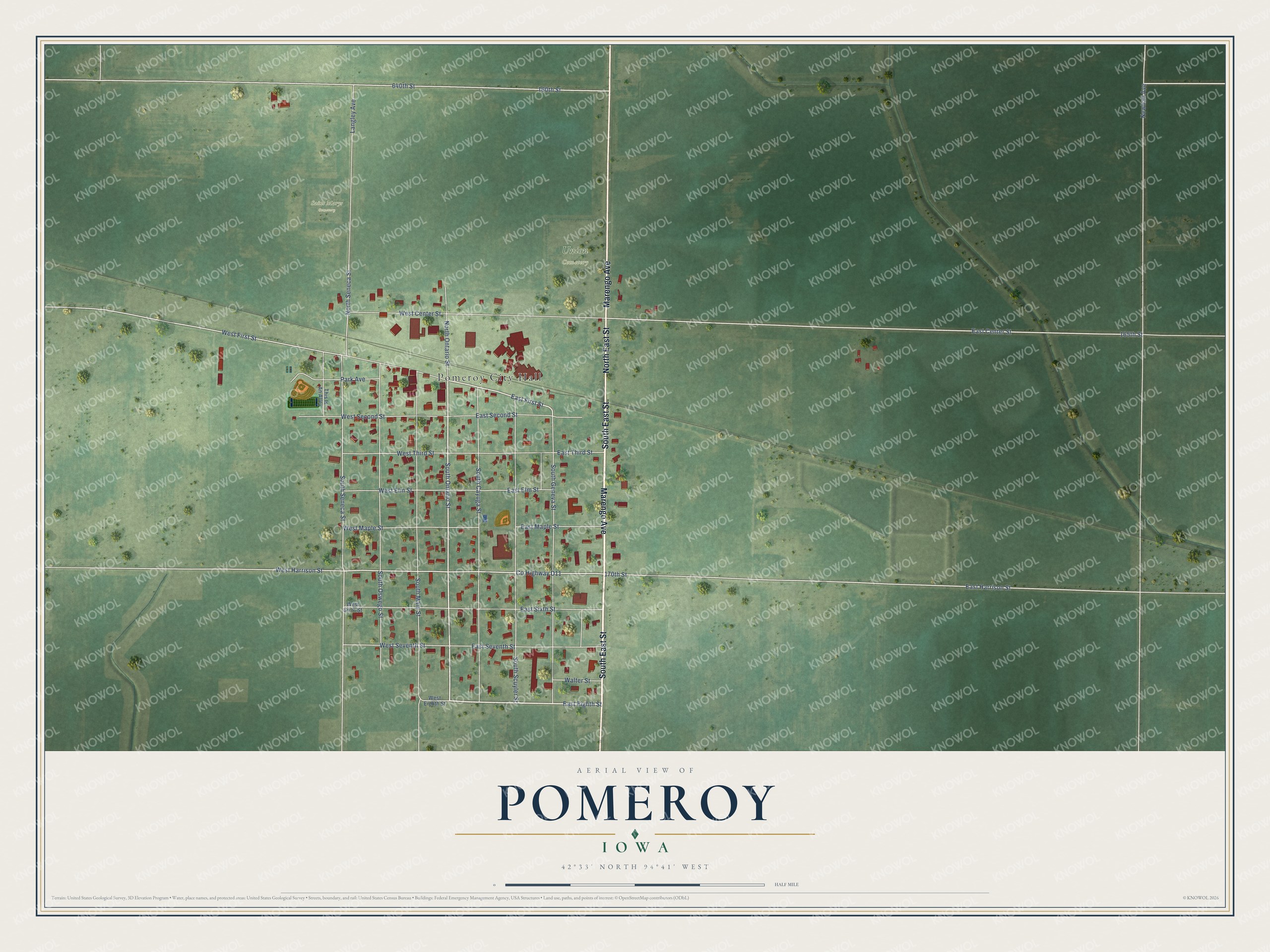 Watermarked full-map preview of Pomeroy, Iowa