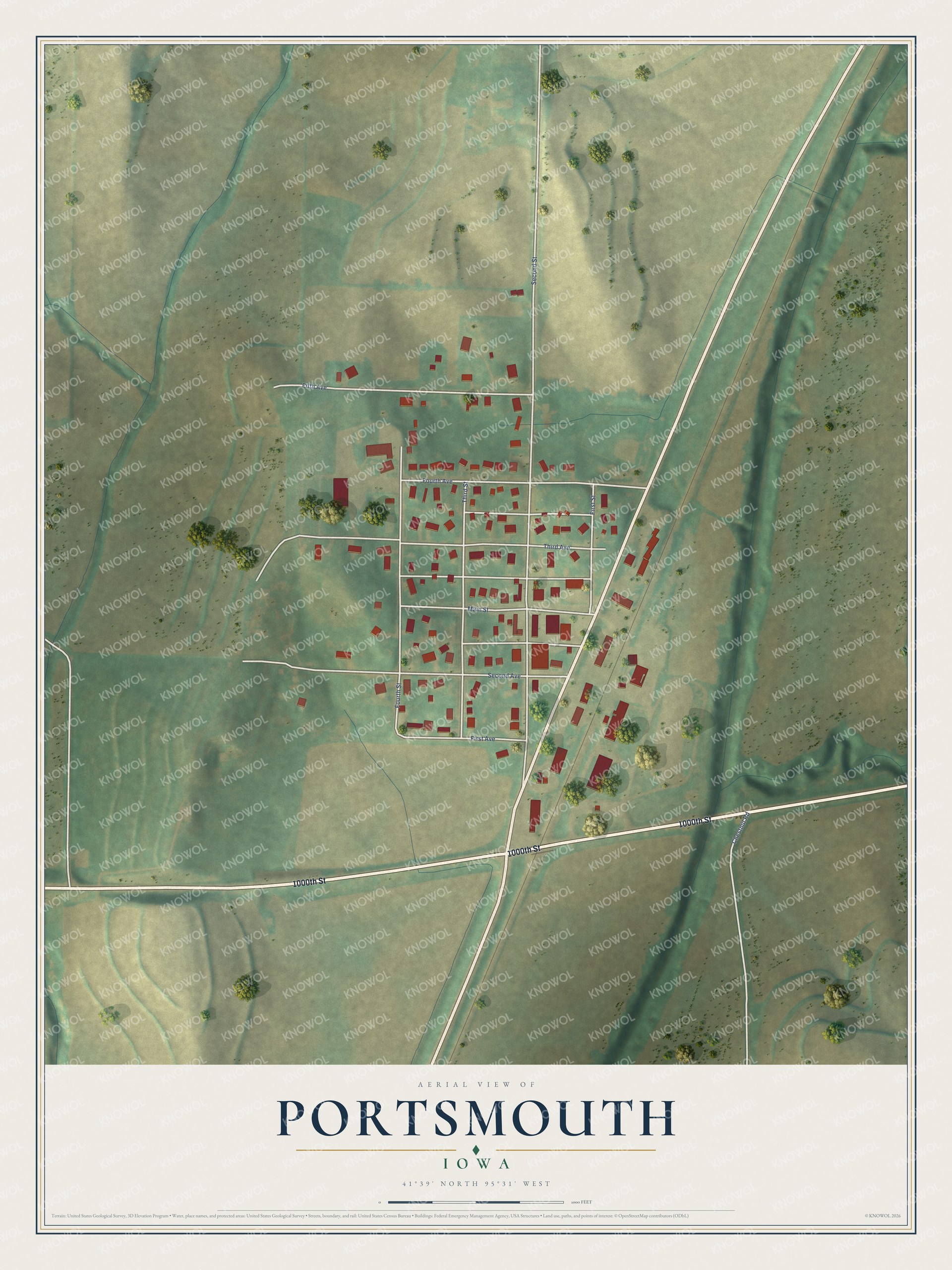 Watermarked full-map preview of Portsmouth, Iowa