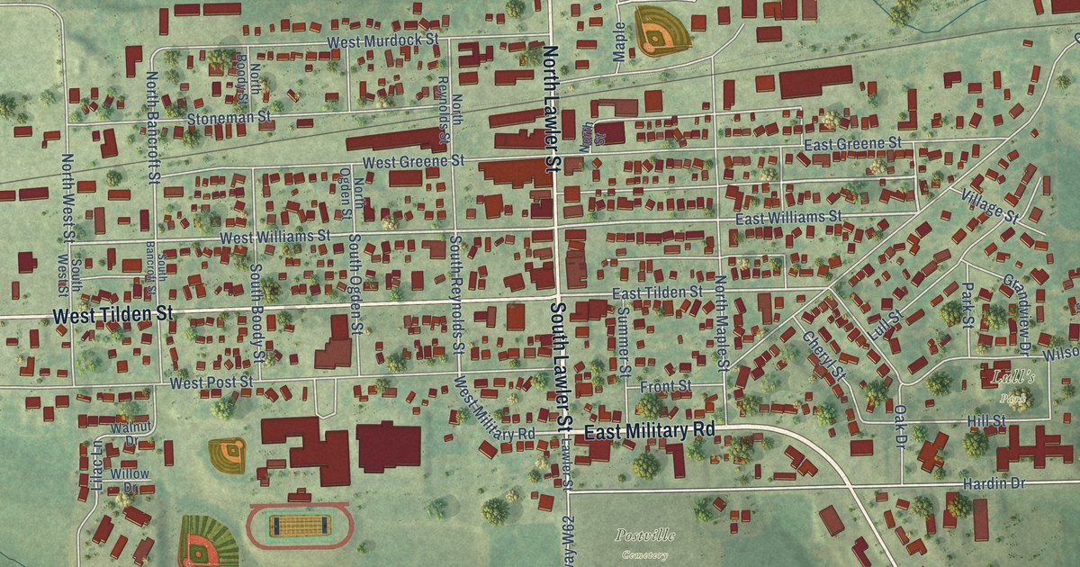Map of Postville, Iowa in 2026