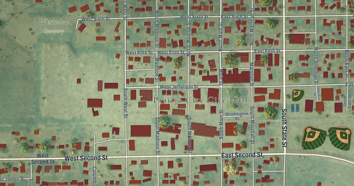 Map of Prairie City, Iowa in 2026