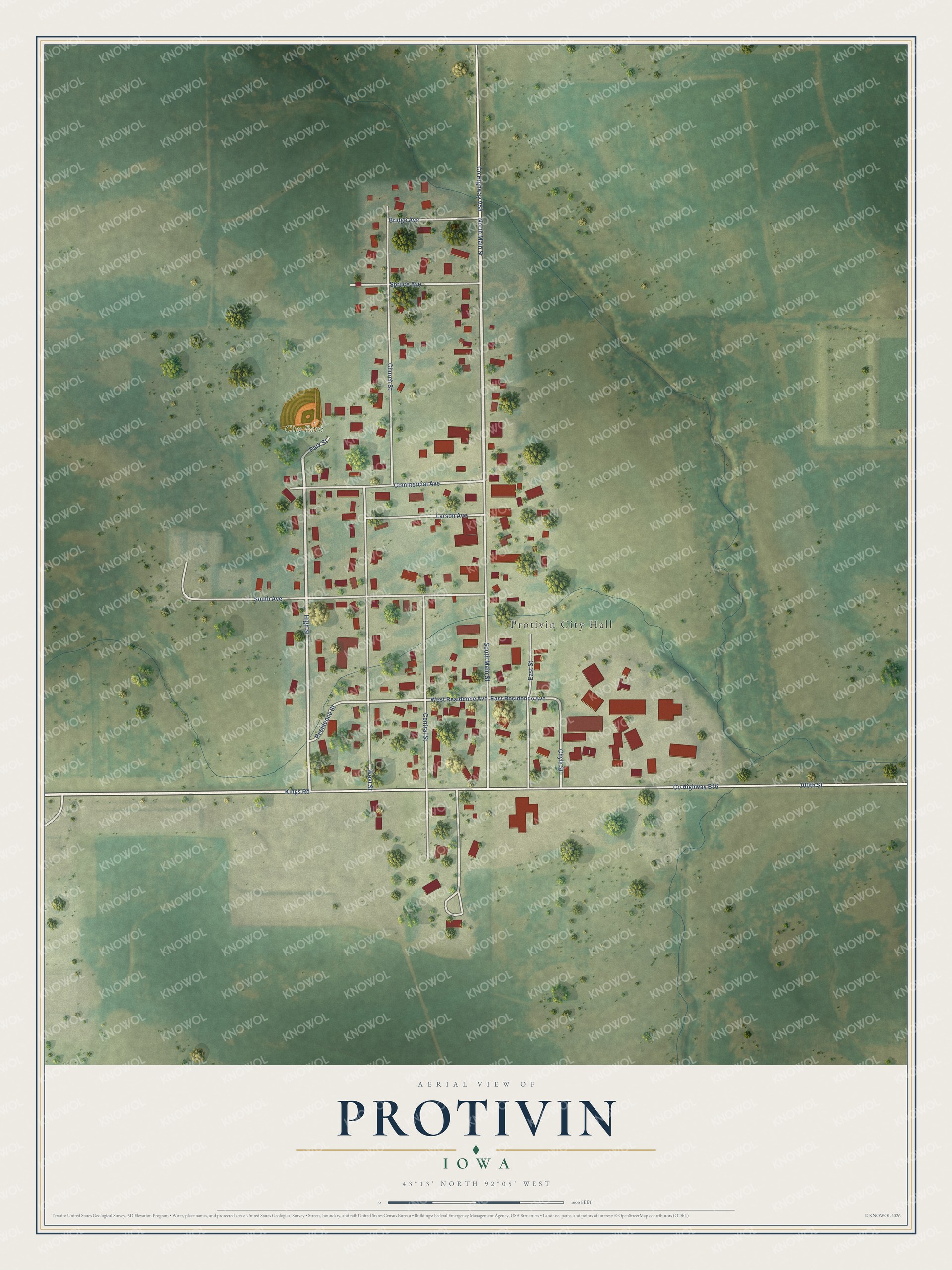 Watermarked full-map preview of Protivin, Iowa