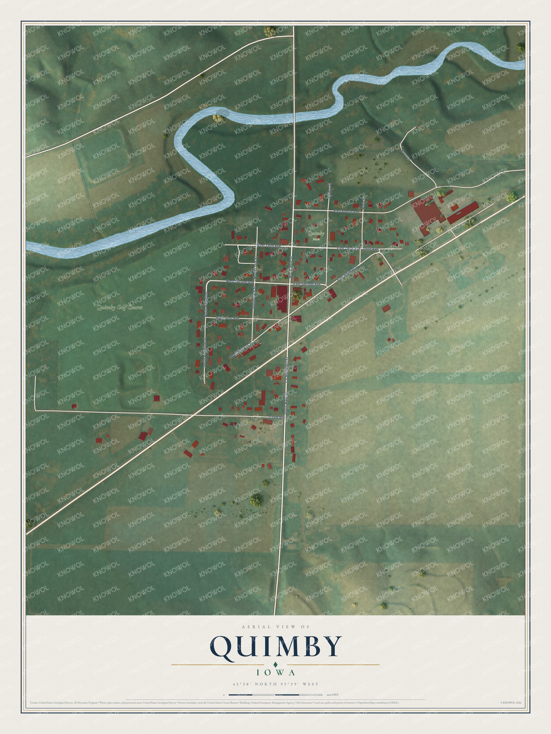 Watermarked full-map preview of Quimby, Iowa