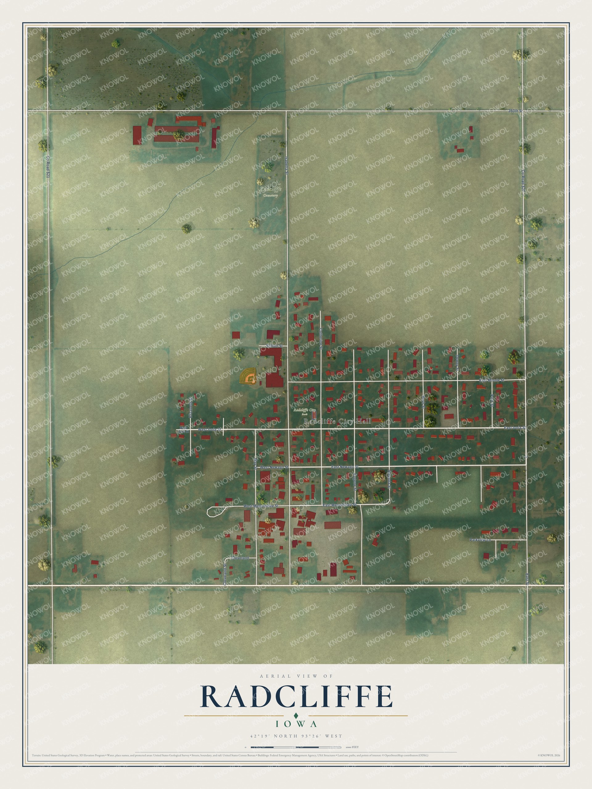 Watermarked full-map preview of Radcliffe, Iowa