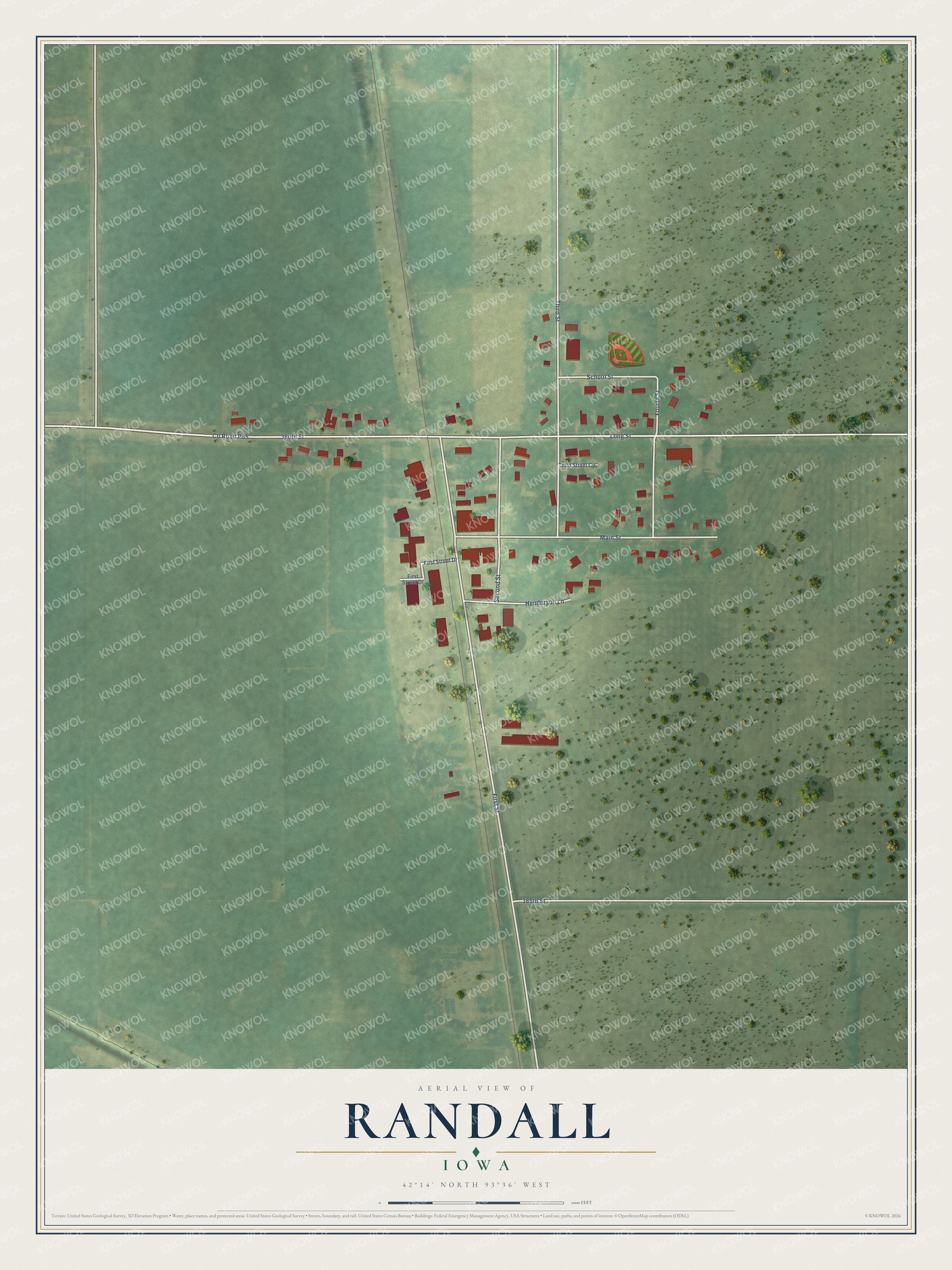 Watermarked full-map preview of Randall, Iowa