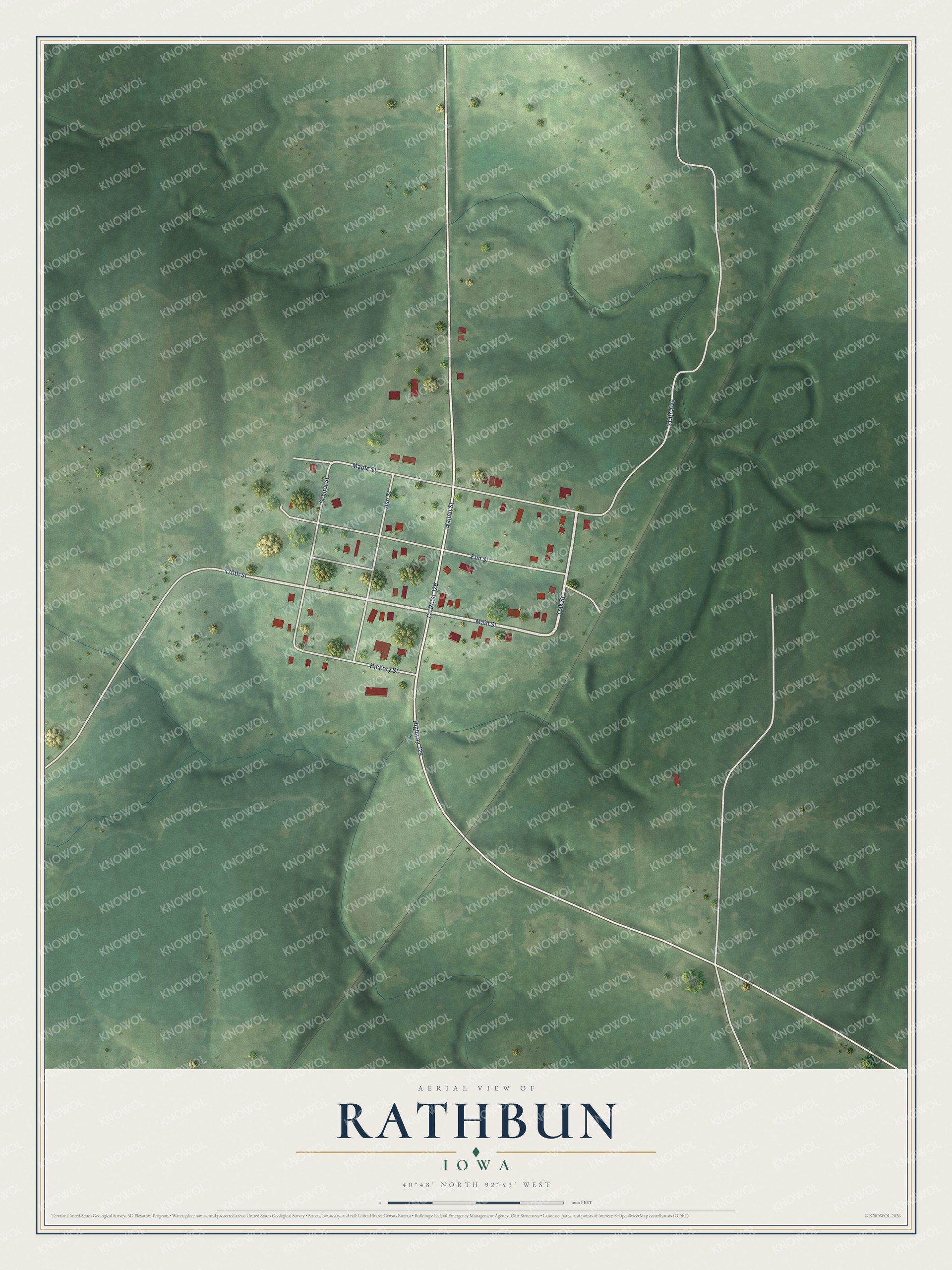Watermarked full-map preview of Rathbun, Iowa