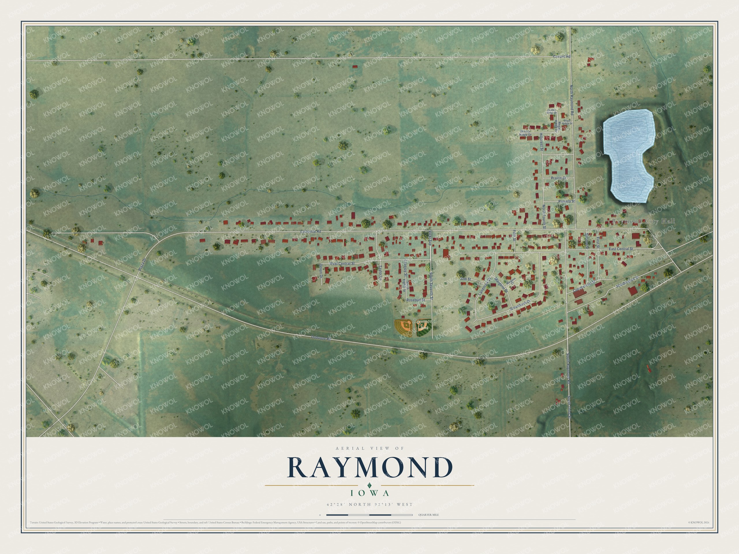 Watermarked full-map preview of Raymond, Iowa