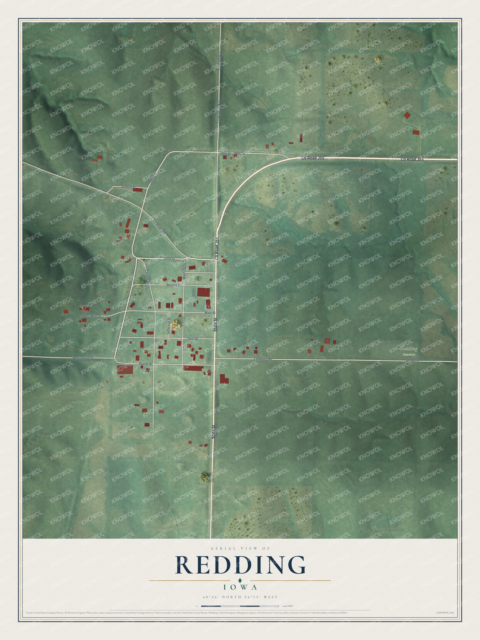 Watermarked full-map preview of Redding, Iowa