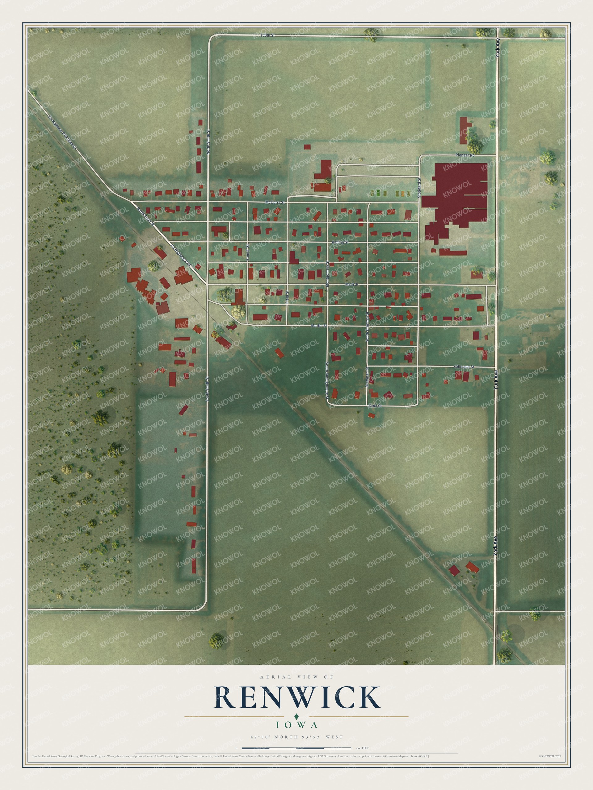 Watermarked full-map preview of Renwick, Iowa
