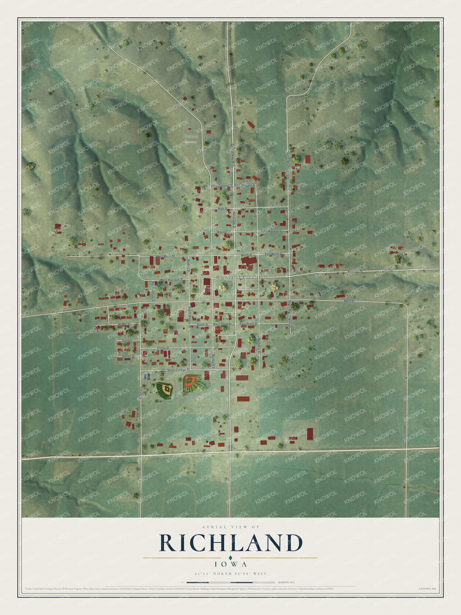 Watermarked full-map preview of Richland, Iowa