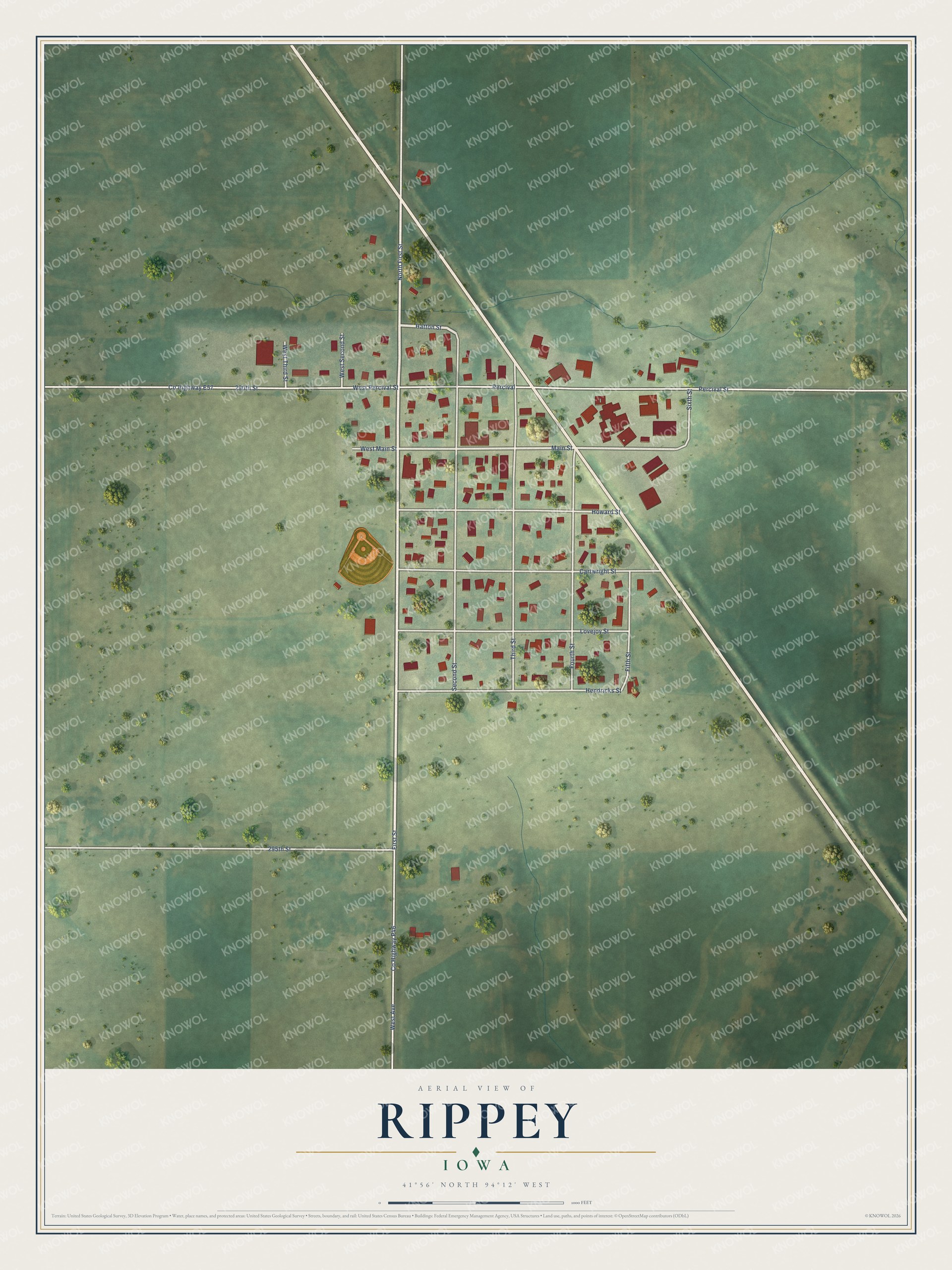 Watermarked full-map preview of Rippey, Iowa