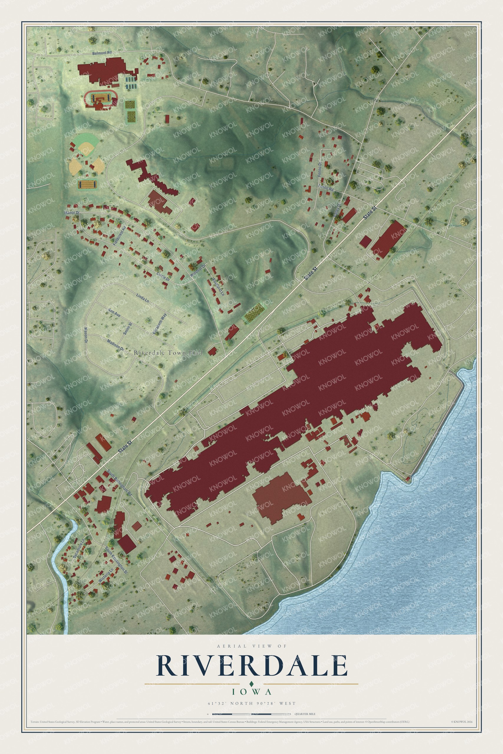 Watermarked full-map preview of Riverdale, Iowa