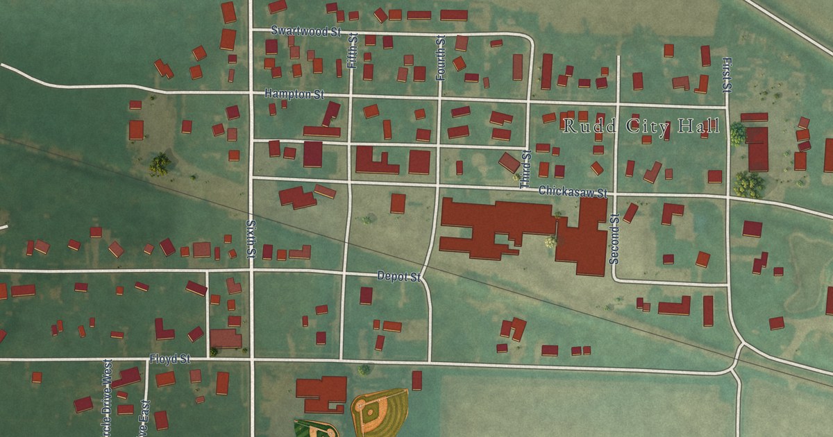 Map of Rudd, Iowa in 2026