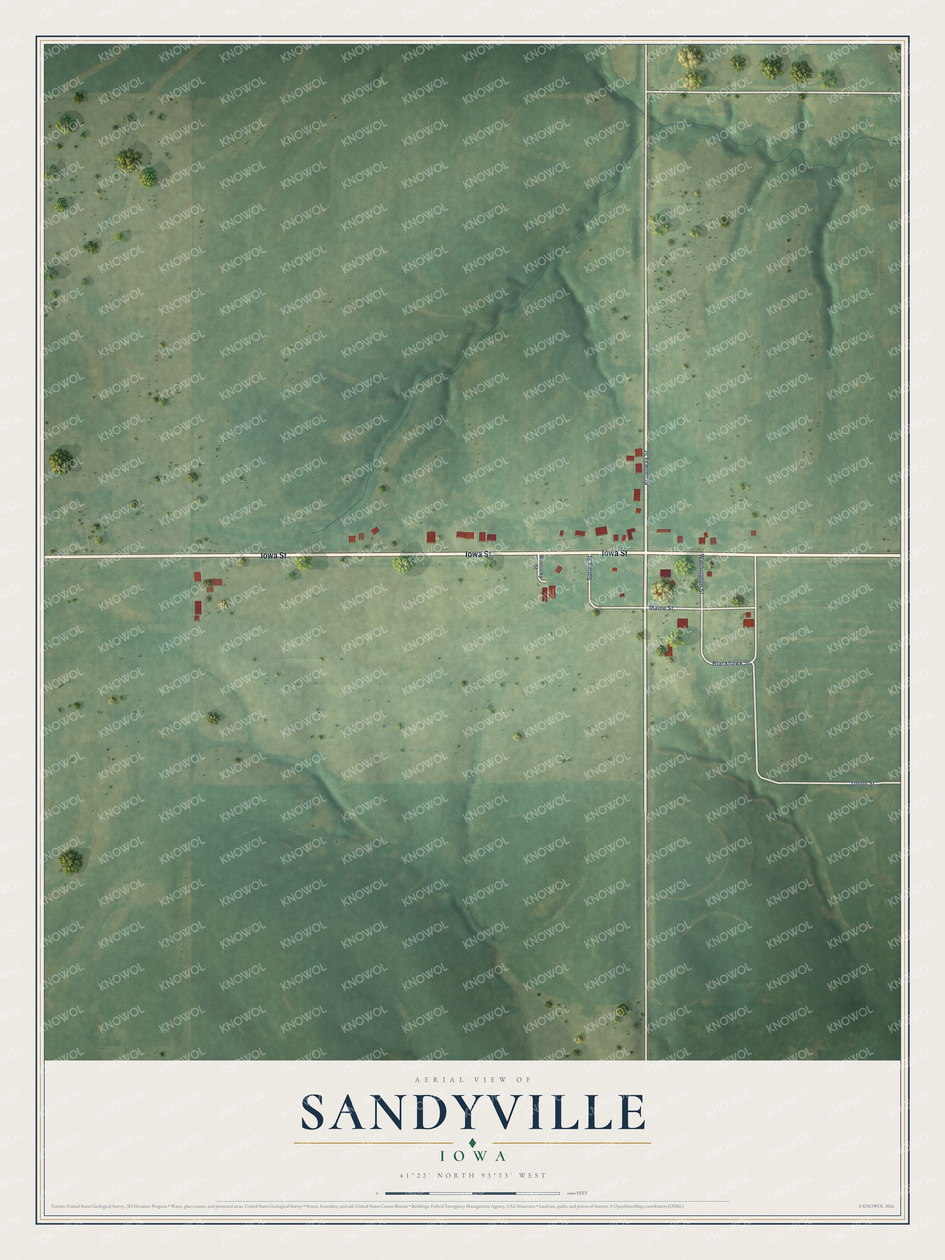 Watermarked full-map preview of Sandyville, Iowa