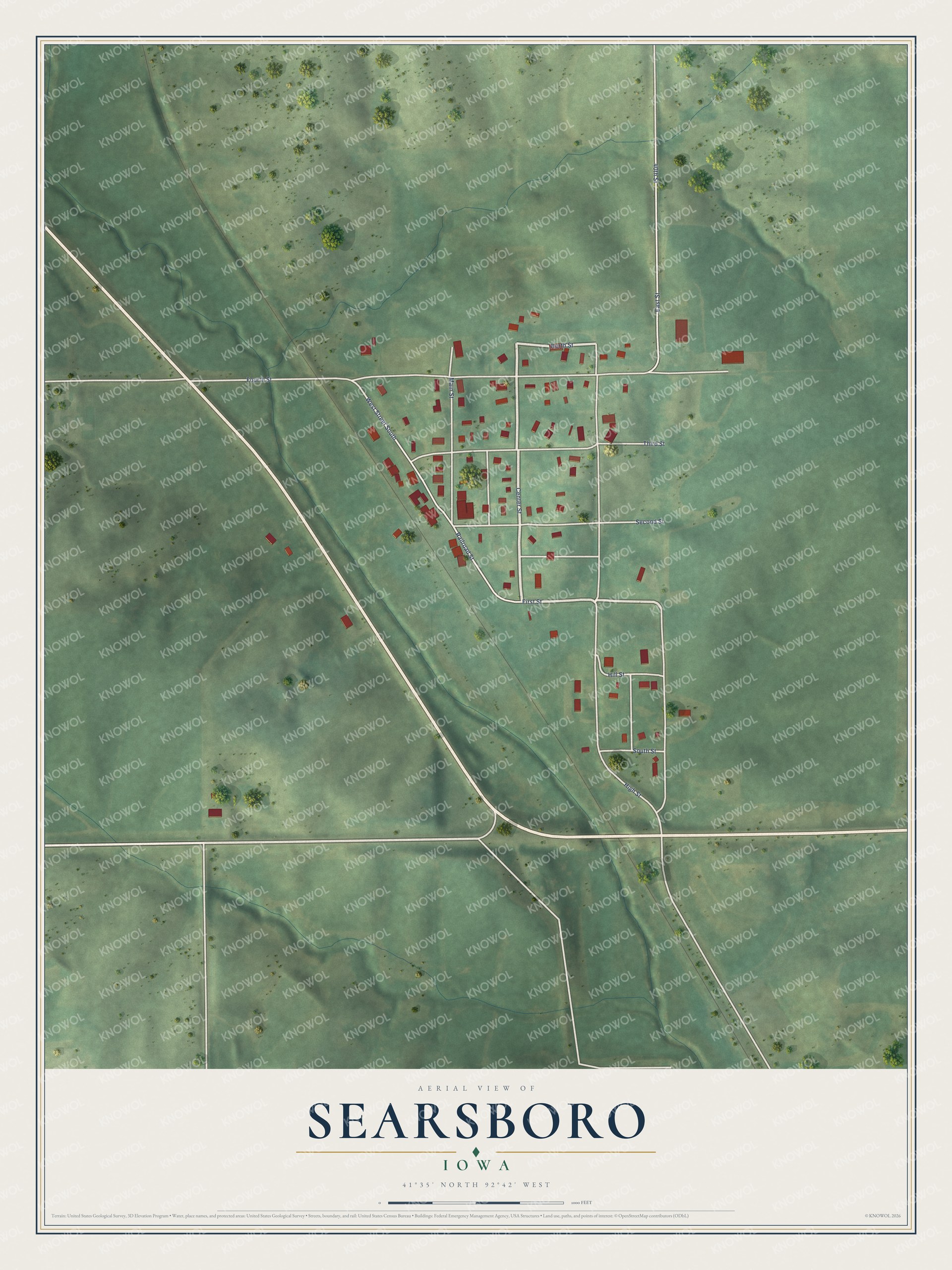 Watermarked full-map preview of Searsboro, Iowa