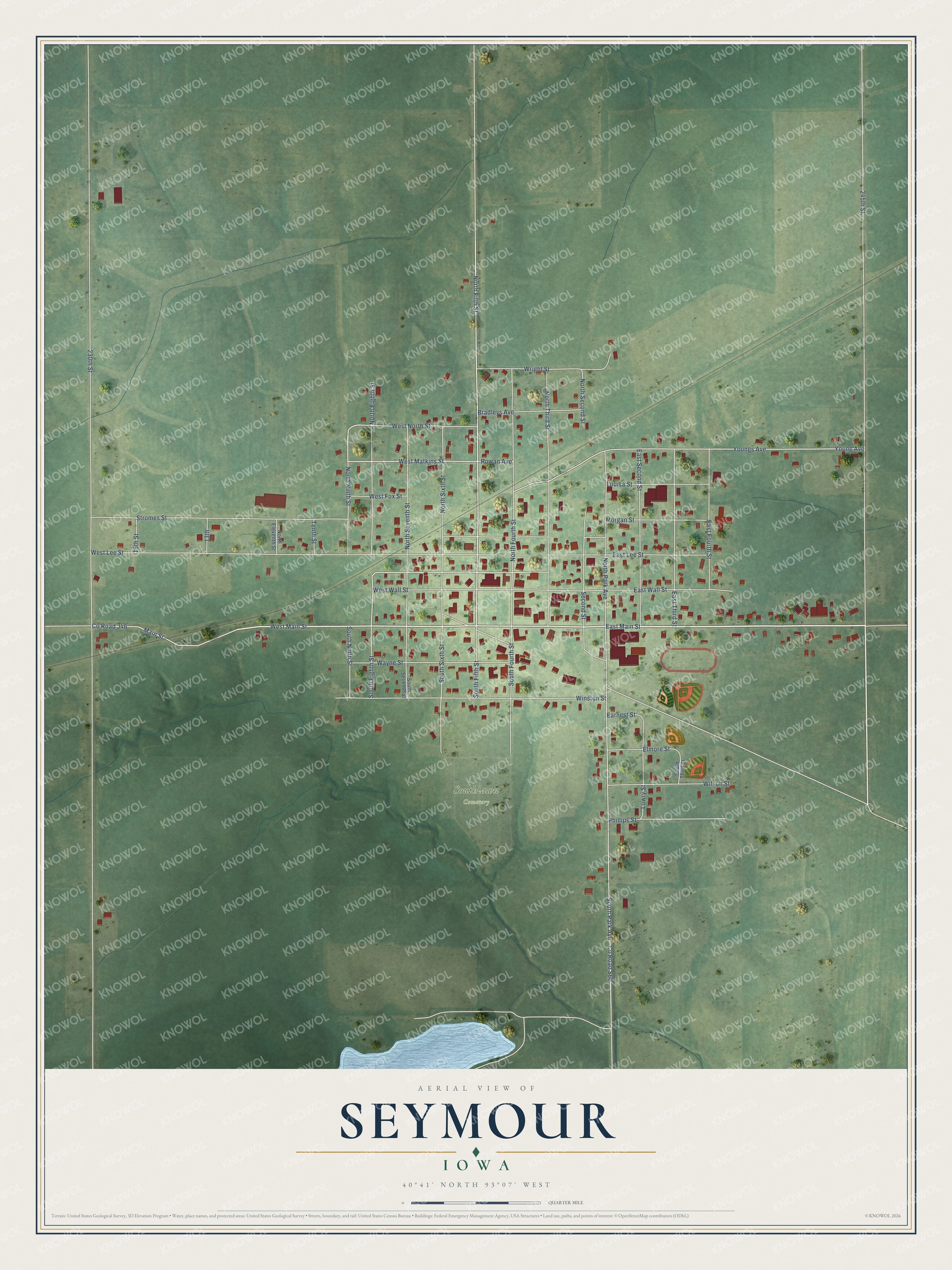 Watermarked full-map preview of Seymour, Iowa