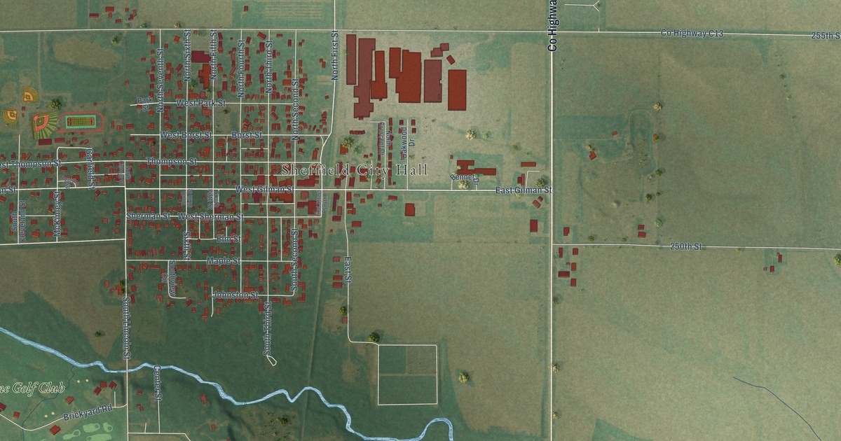 Map of Sheffield, Iowa in 2026