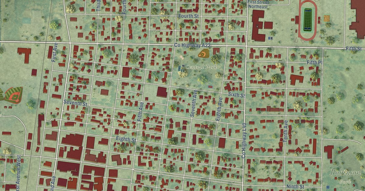 Map of Sibley, Iowa in 2026