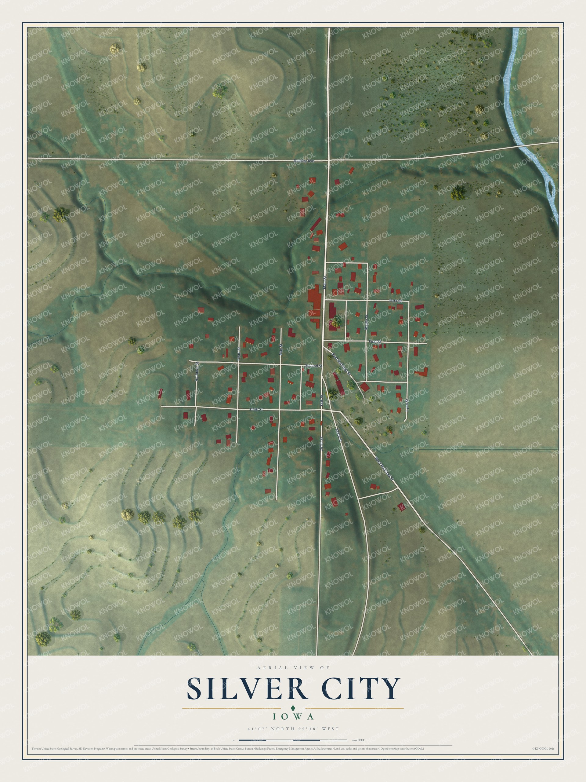 Watermarked full-map preview of Silver City, Iowa