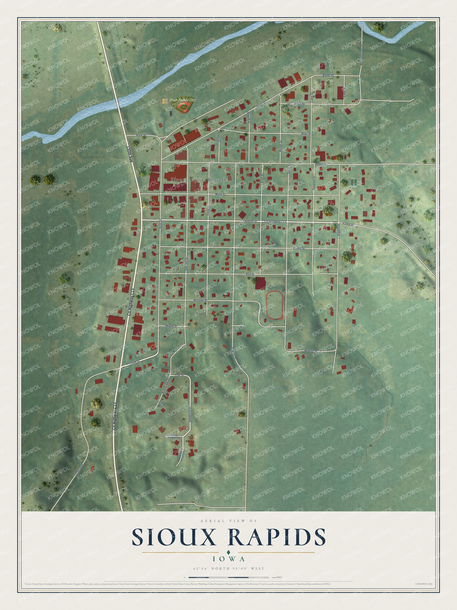Watermarked full-map preview of Sioux Rapids, Iowa