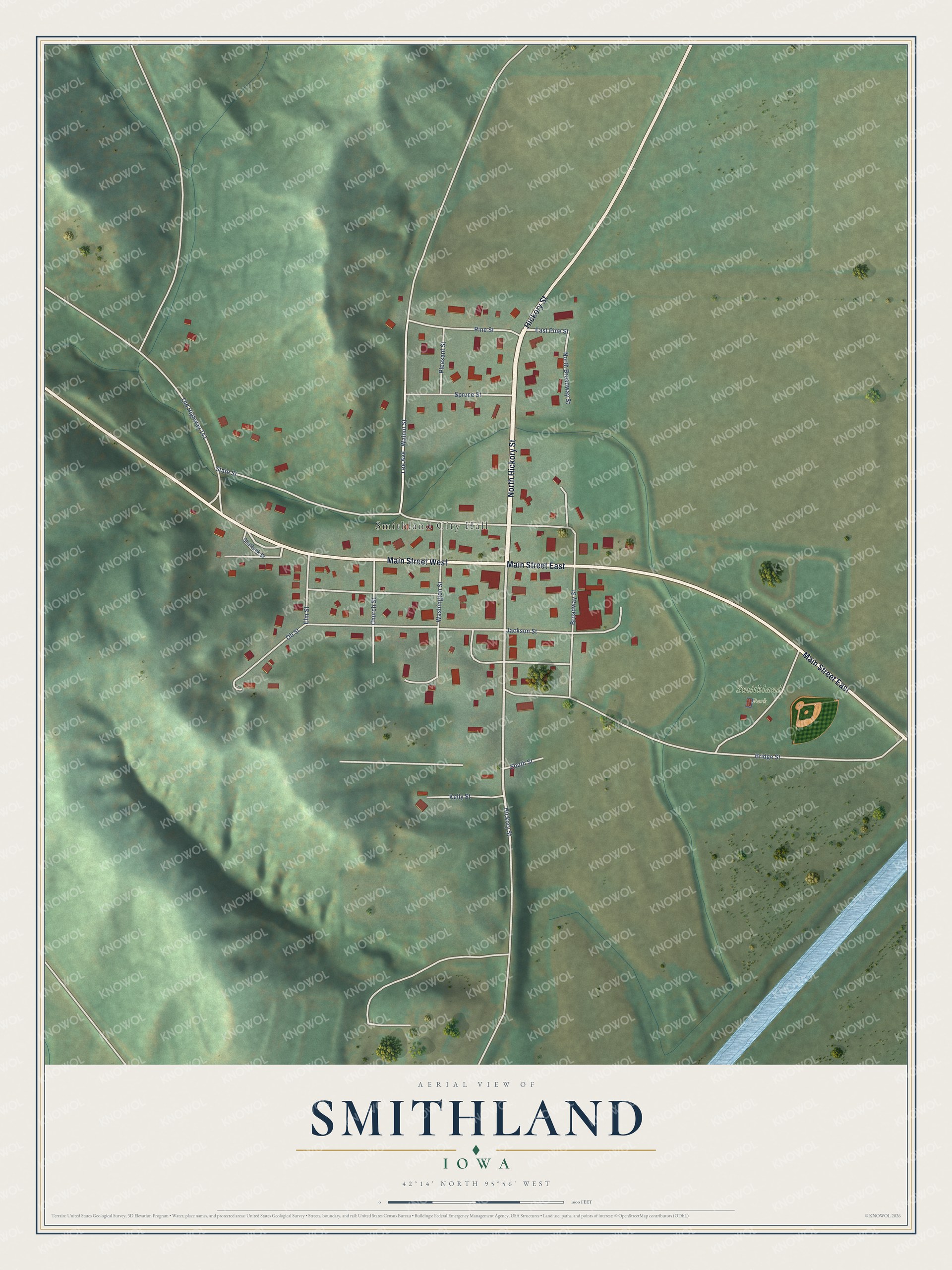 Watermarked full-map preview of Smithland, Iowa