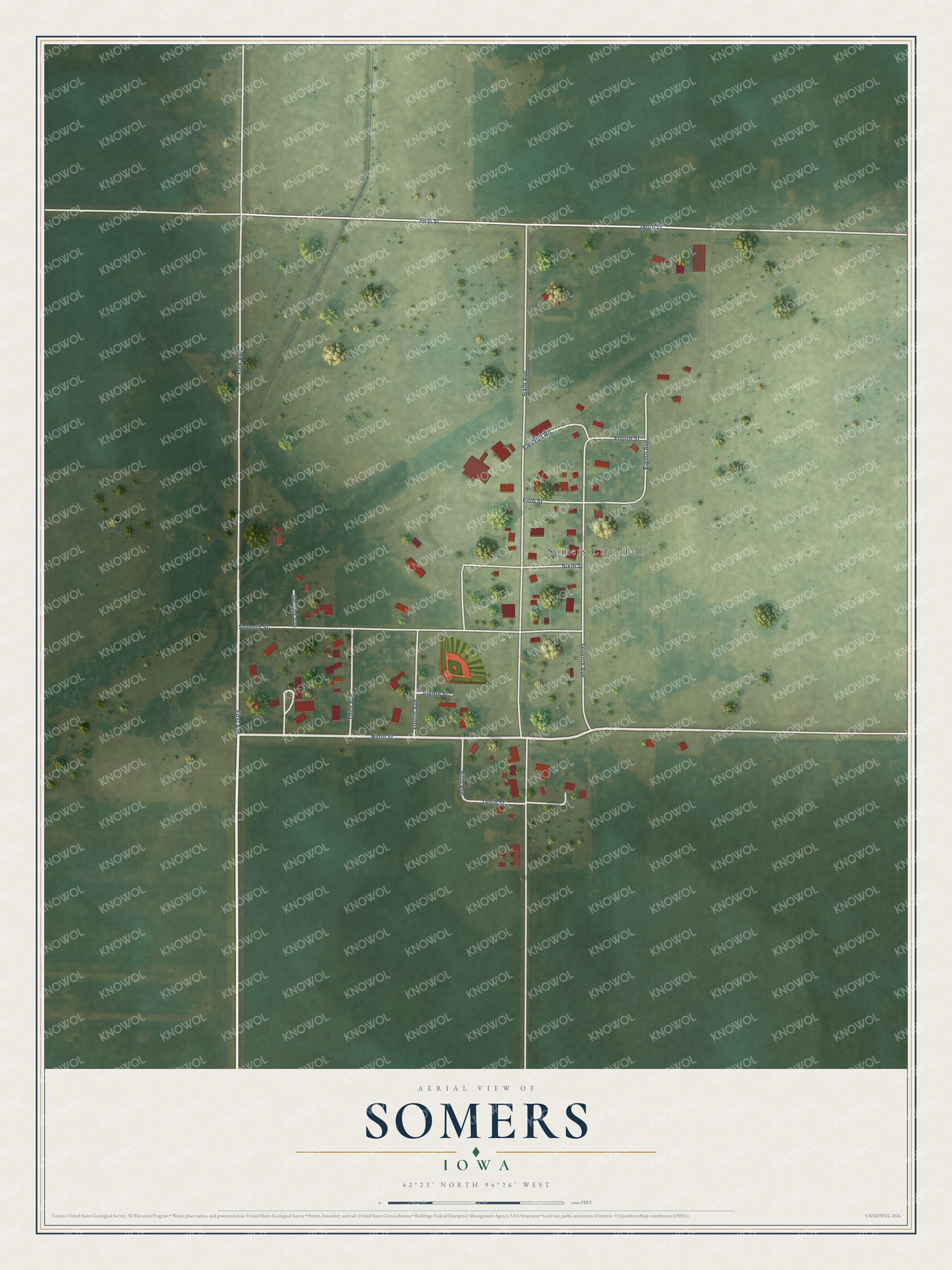 Watermarked full-map preview of Somers, Iowa