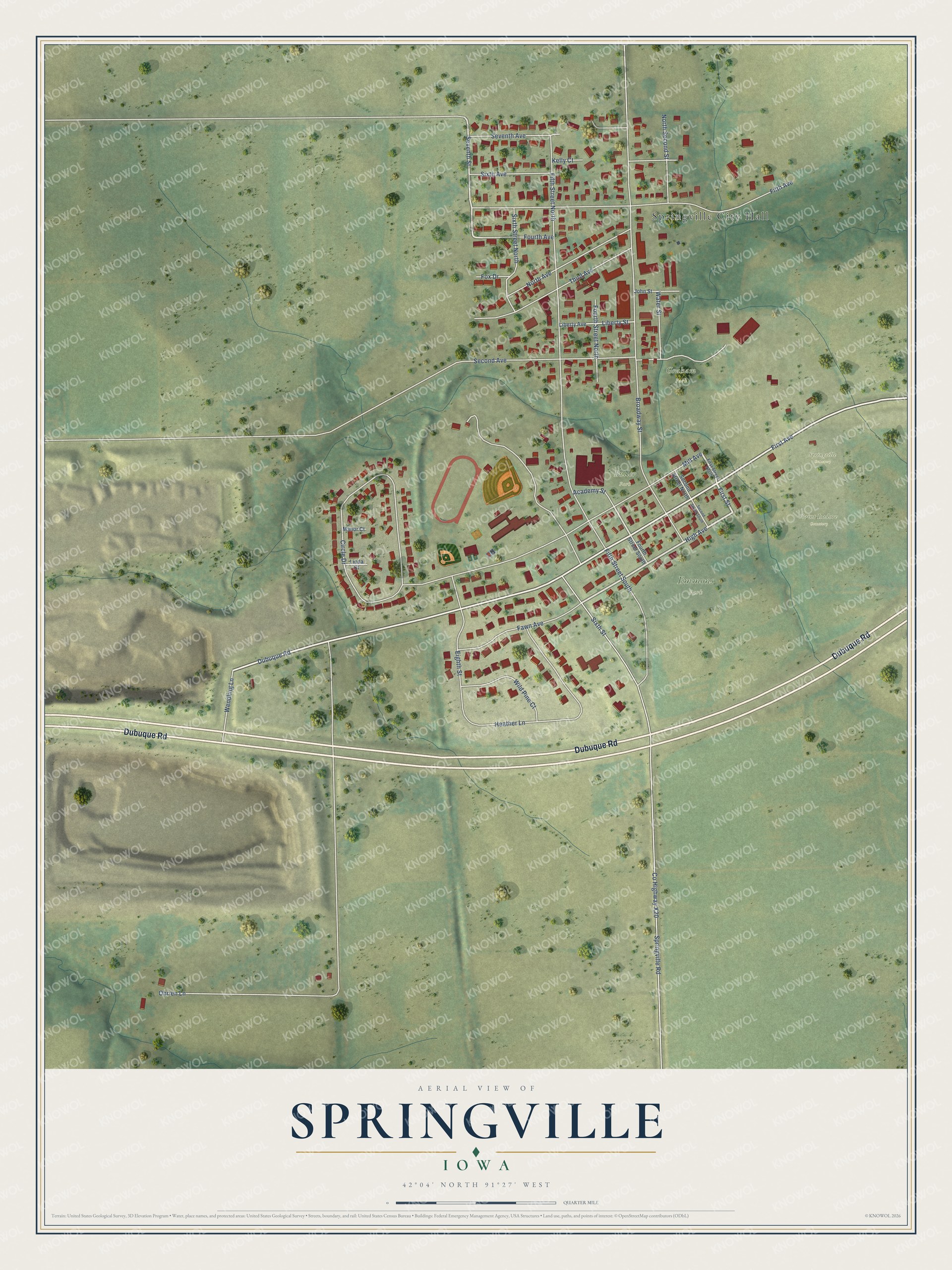 Watermarked full-map preview of Springville, Iowa