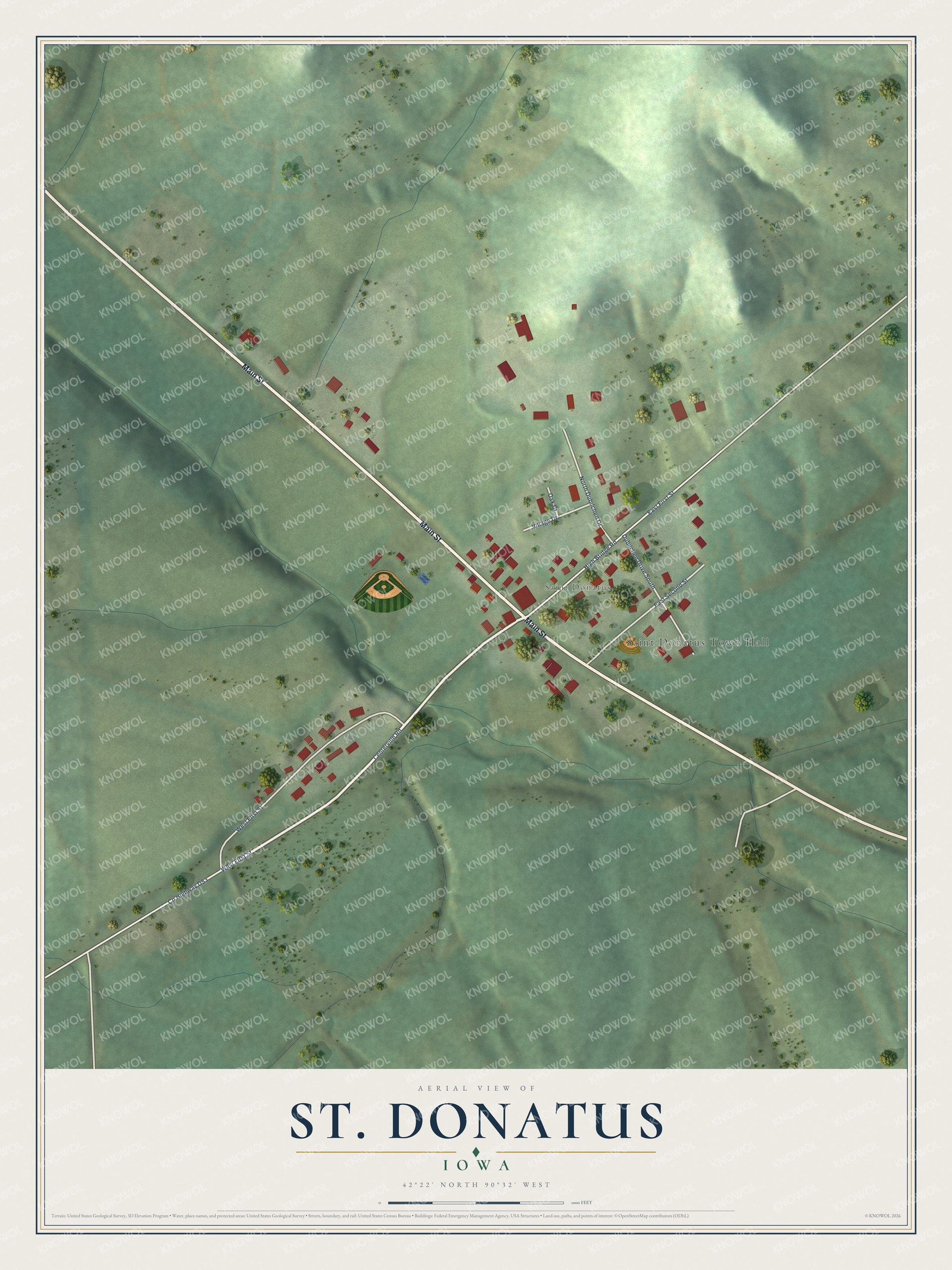 Watermarked full-map preview of St. Donatus, Iowa