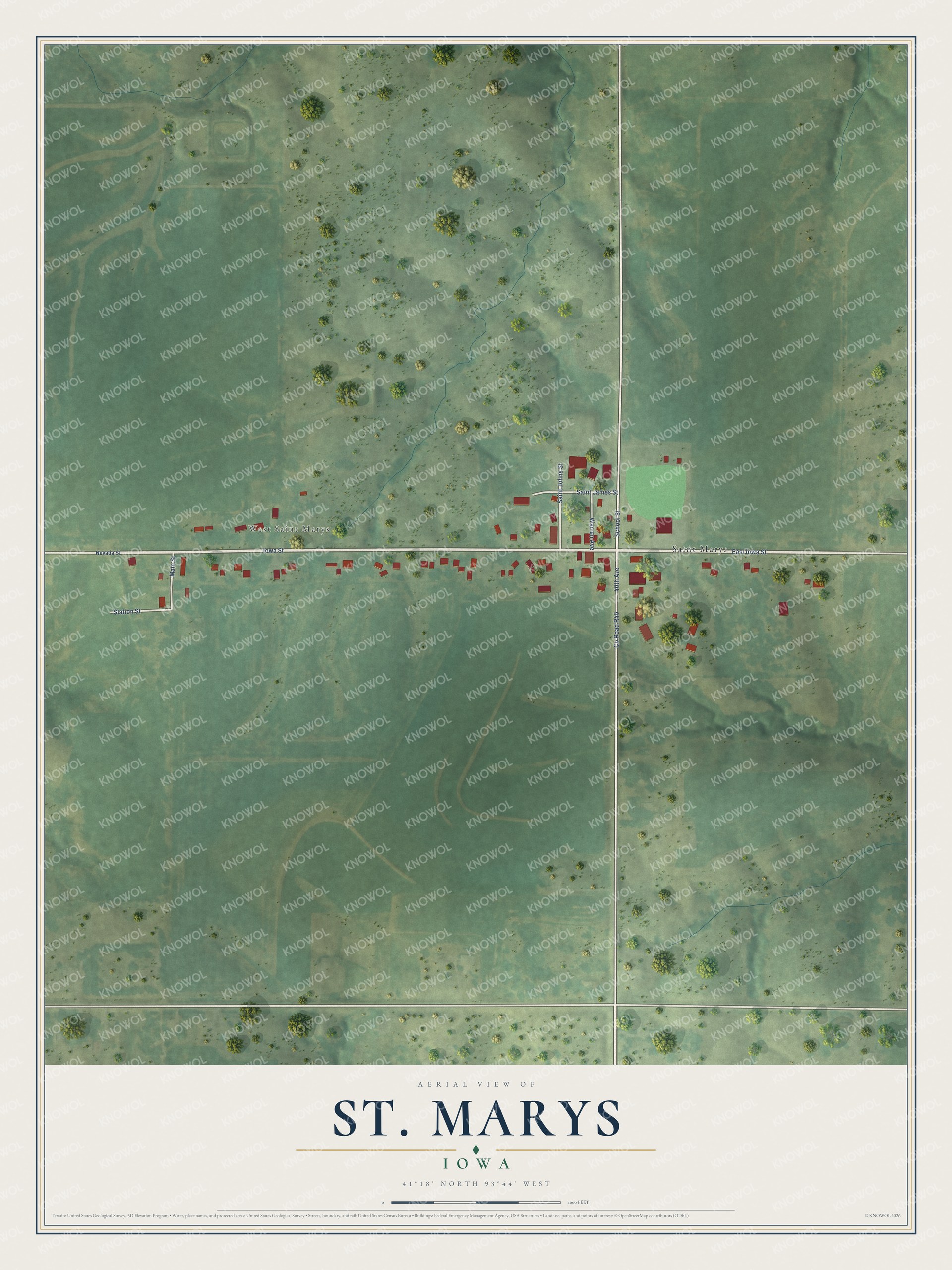Watermarked full-map preview of St. Marys, Iowa