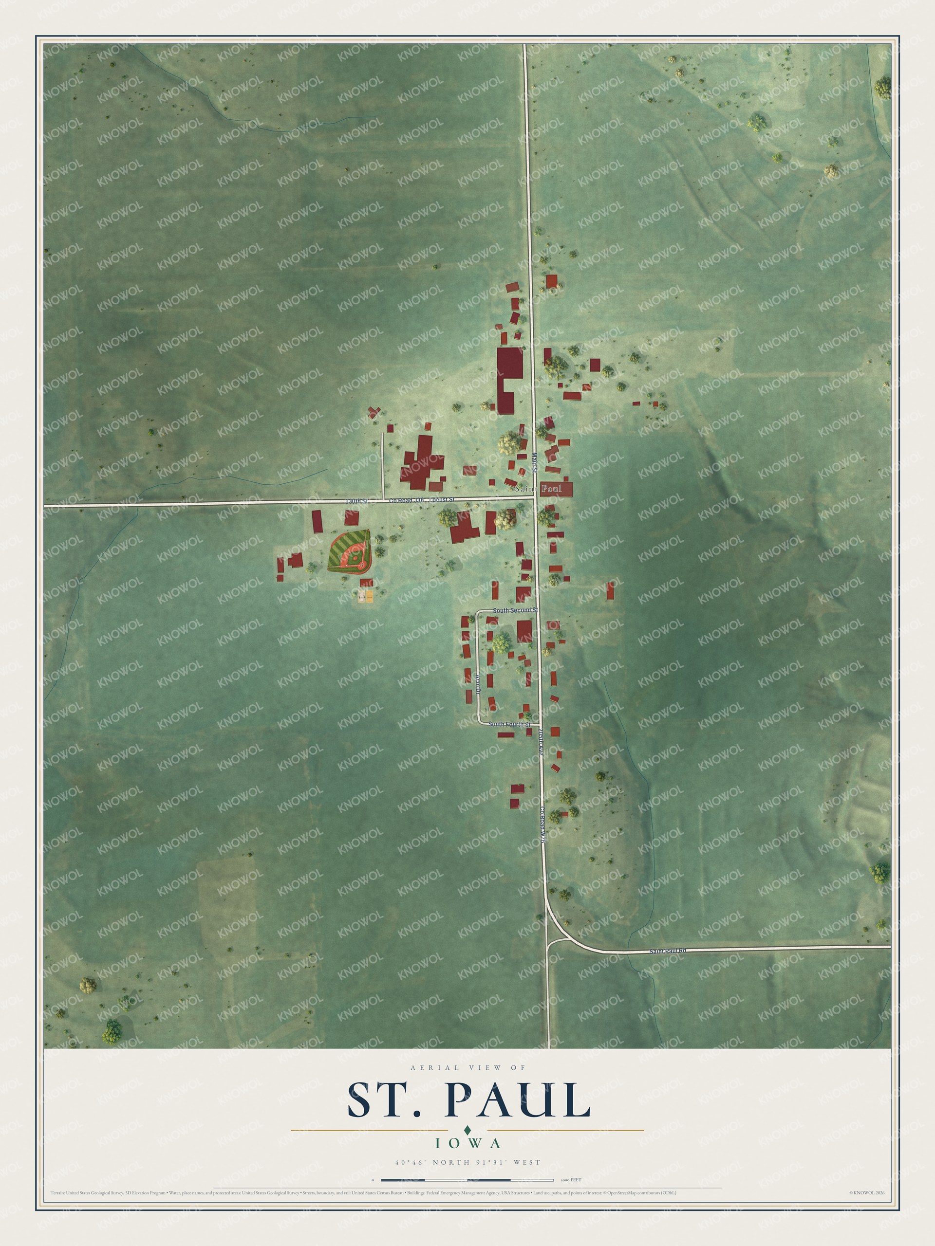 Watermarked full-map preview of St. Paul, Iowa