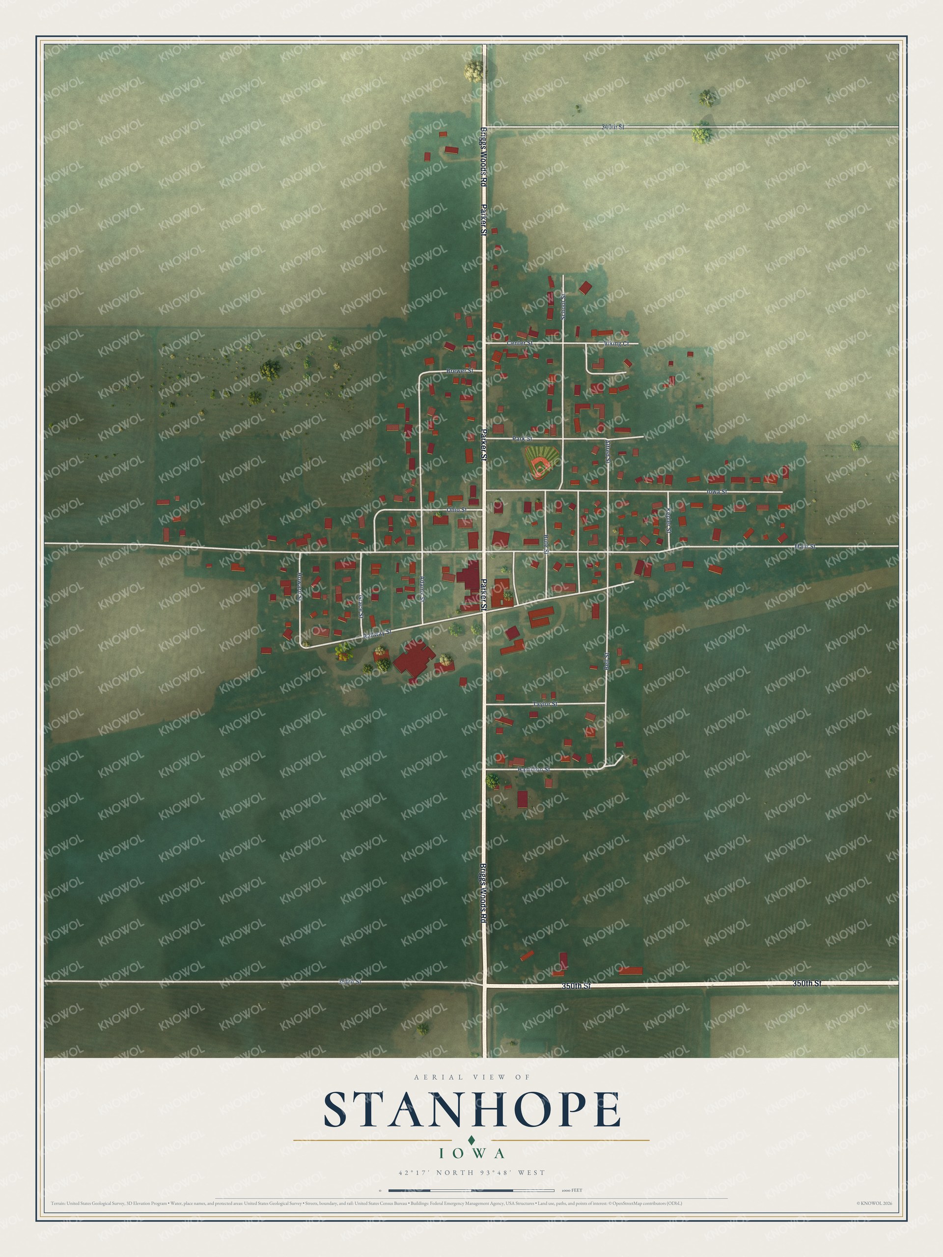 Watermarked full-map preview of Stanhope, Iowa