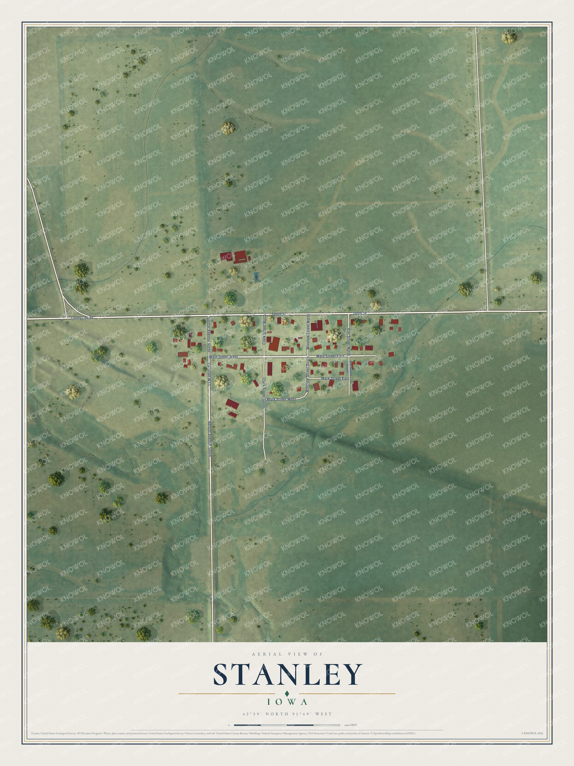 Watermarked full-map preview of Stanley, Iowa