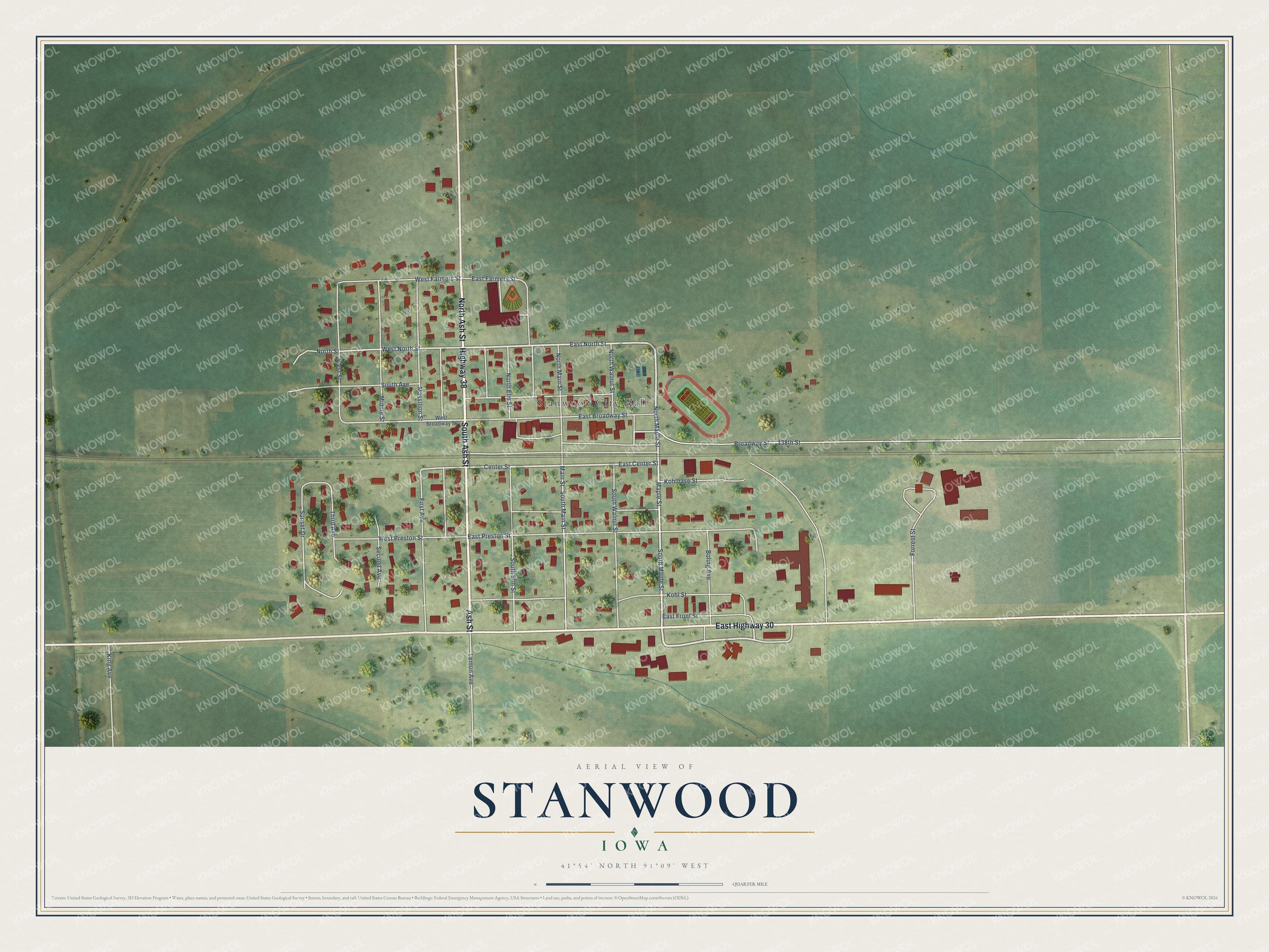 Watermarked full-map preview of Stanwood, Iowa