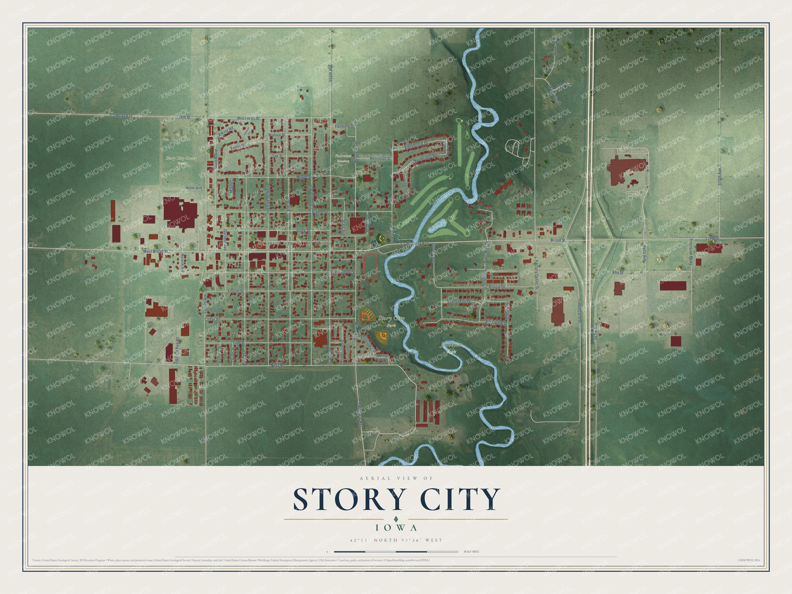 Watermarked full-map preview of Story City, Iowa