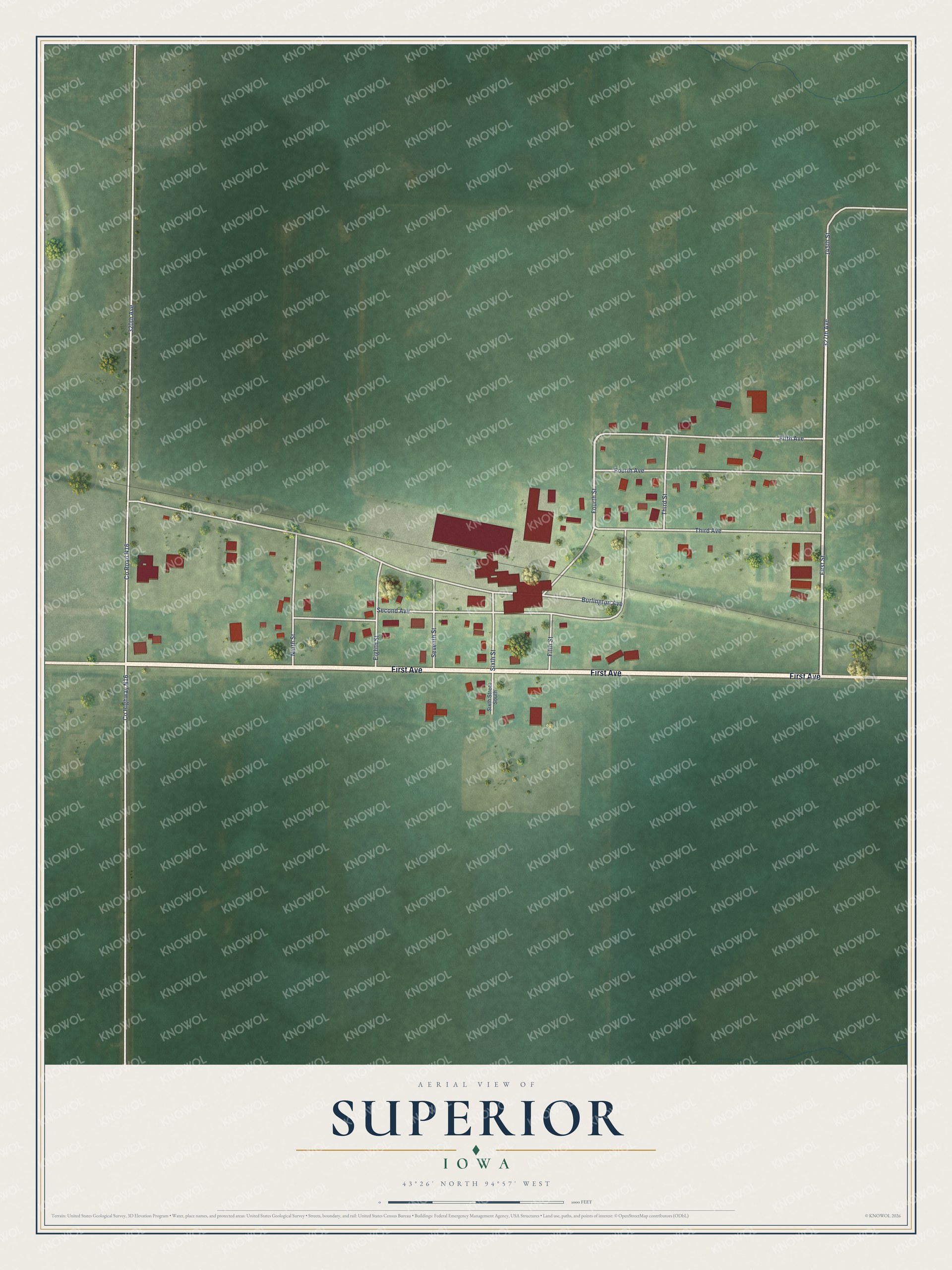 Watermarked full-map preview of Superior, Iowa
