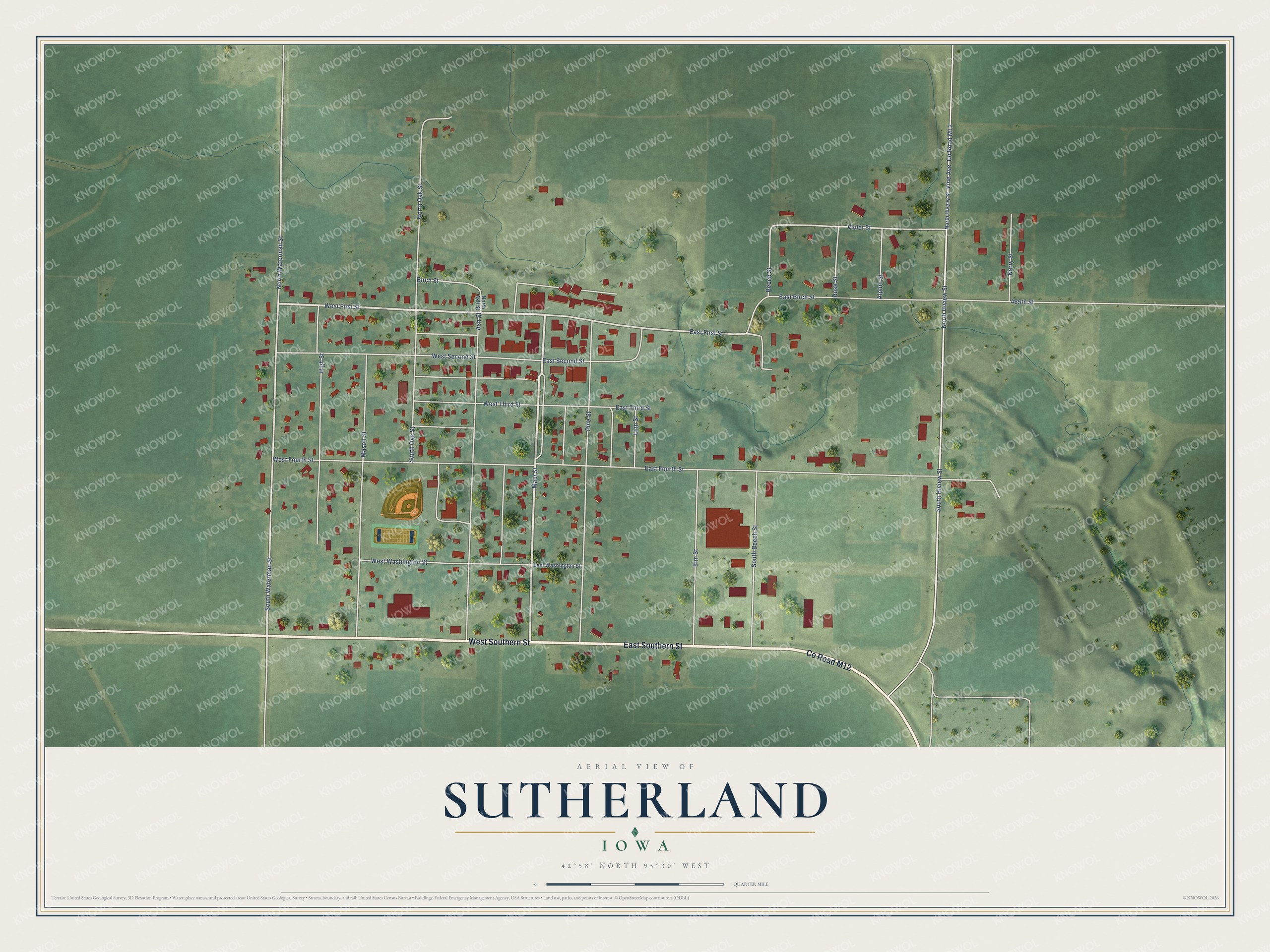 Watermarked full-map preview of Sutherland, Iowa