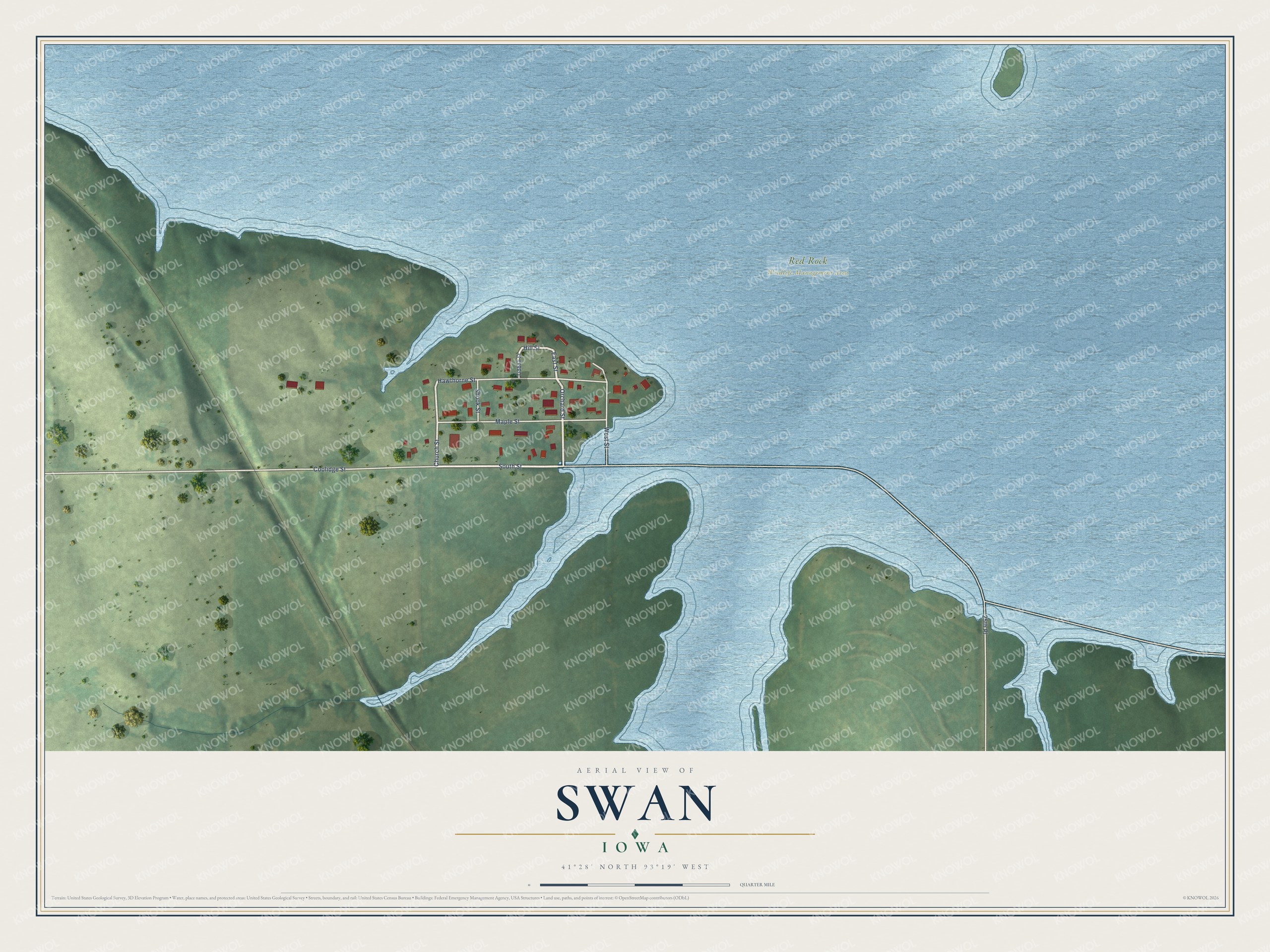 Watermarked full-map preview of Swan, Iowa