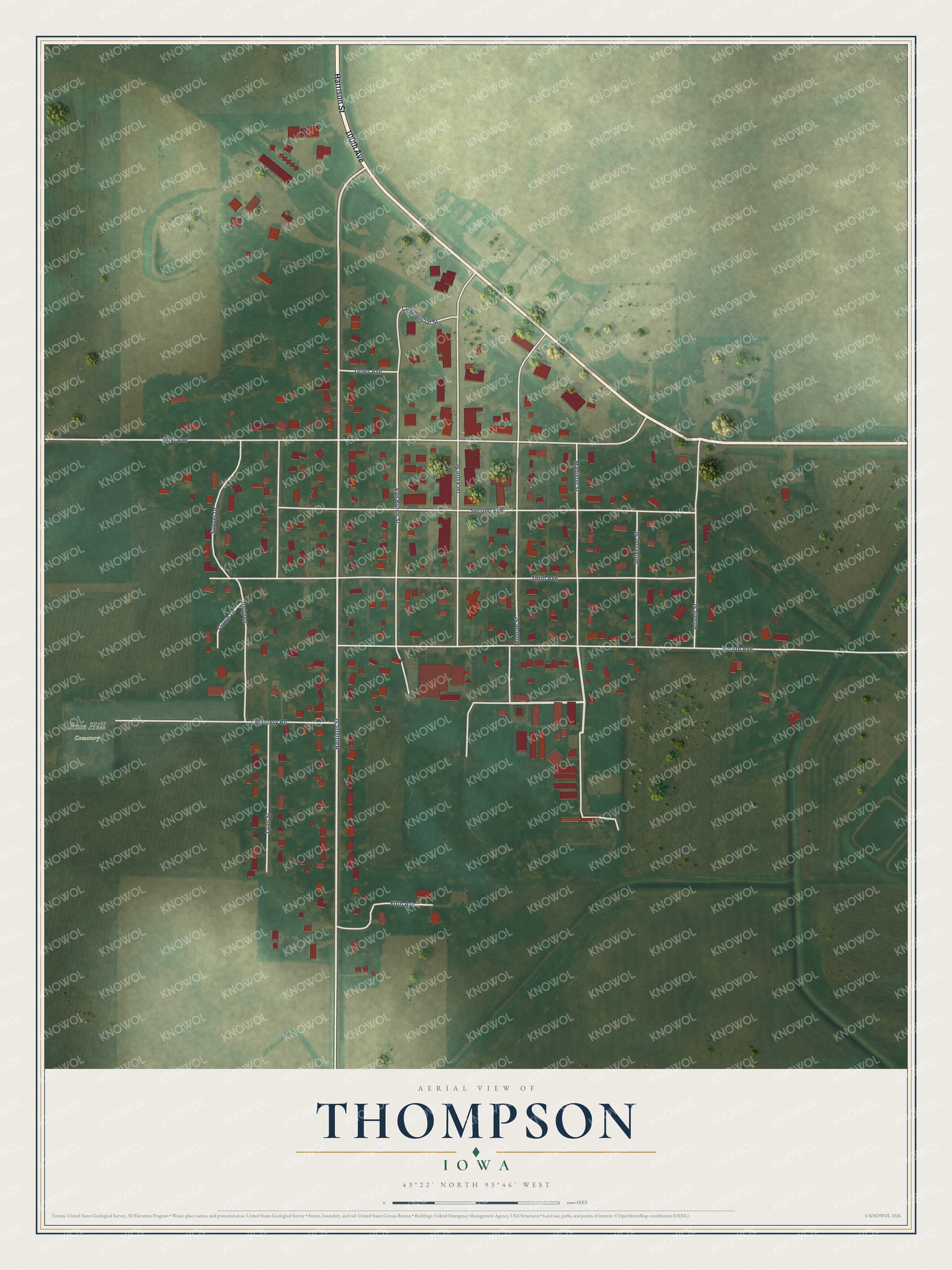 Watermarked full-map preview of Thompson, Iowa
