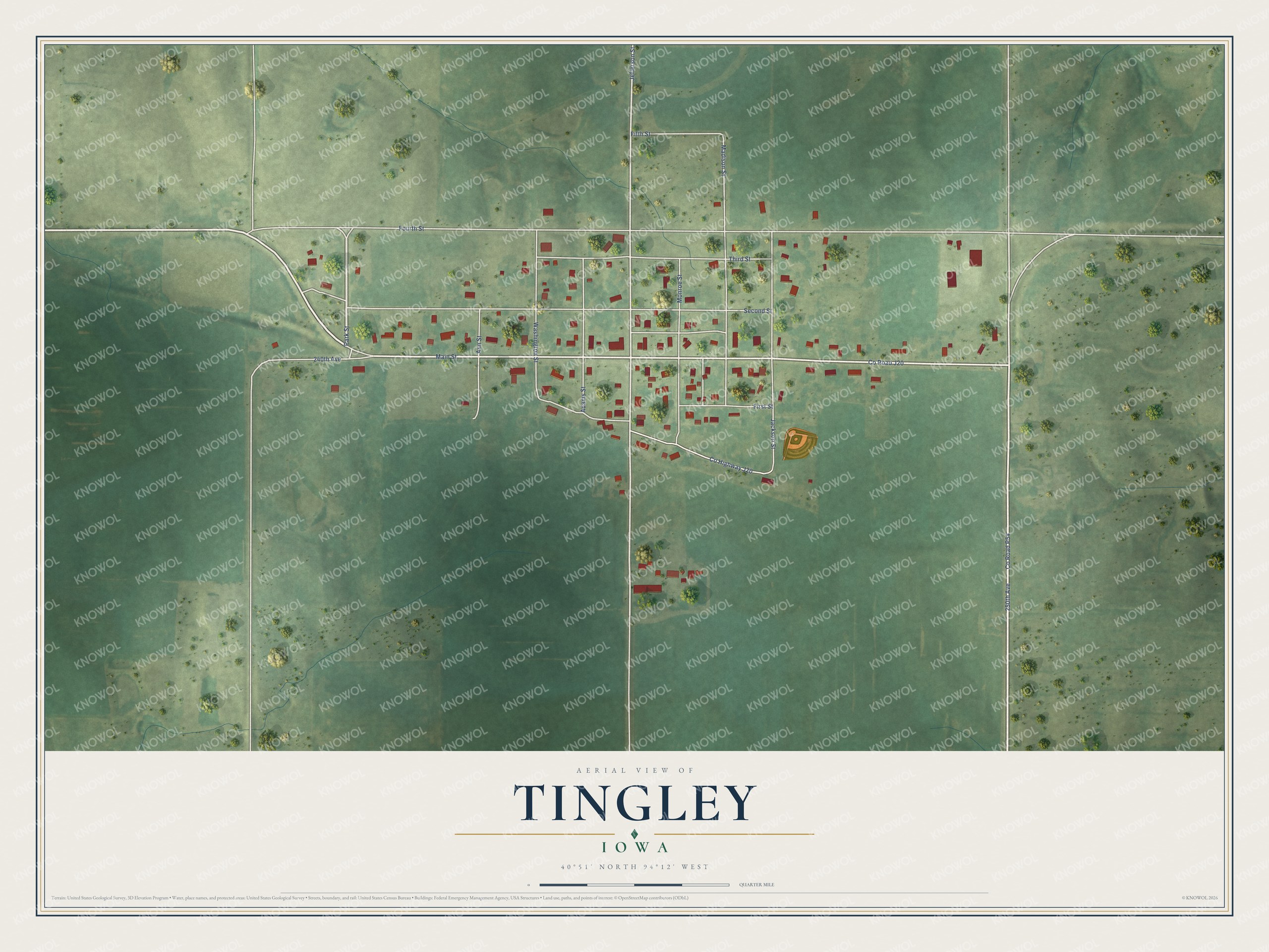 Watermarked full-map preview of Tingley, Iowa