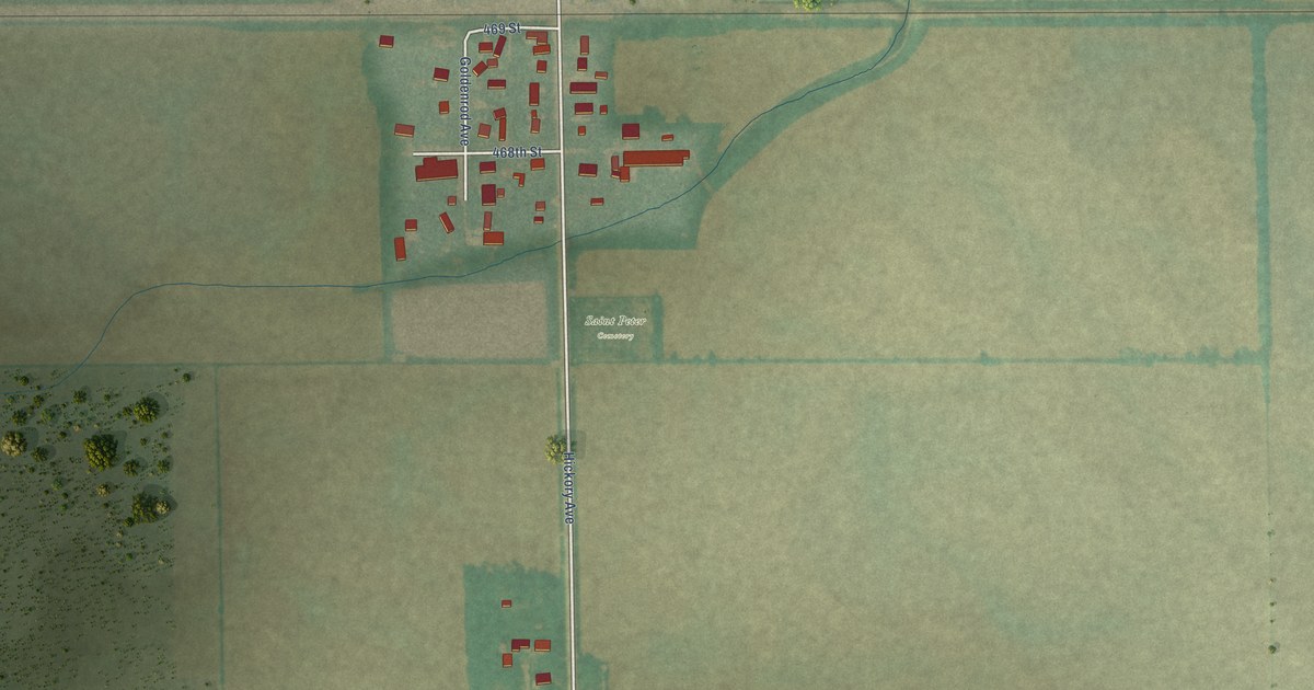 Map of Toeterville, Iowa in 2026