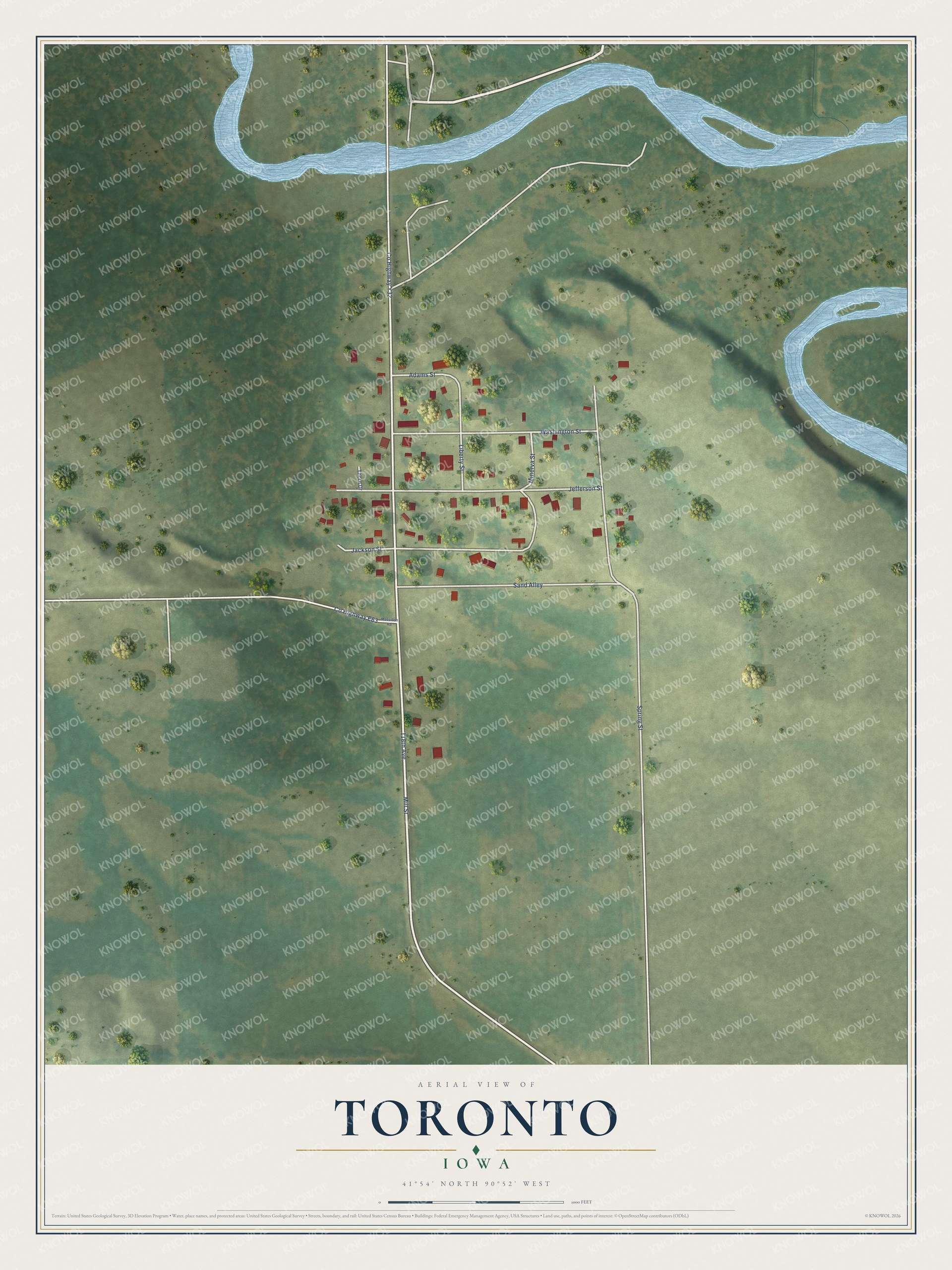 Watermarked full-map preview of Toronto, Iowa
