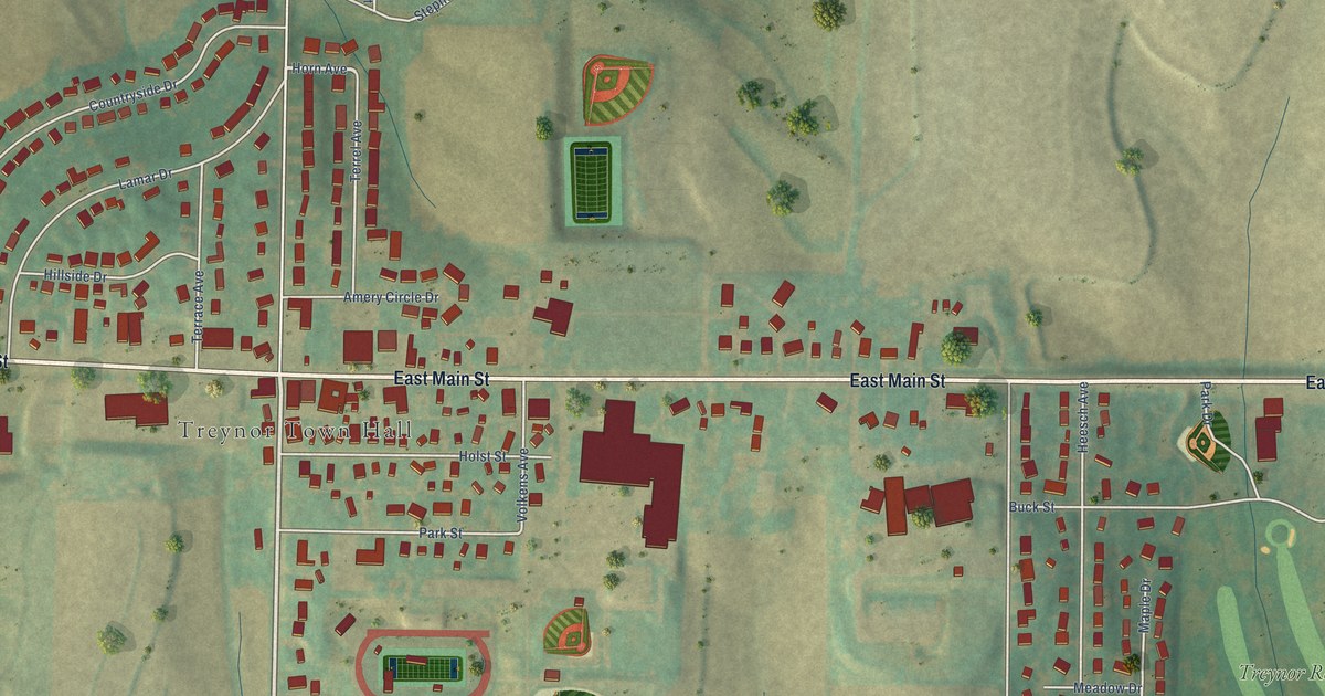 Map of Treynor, Iowa in 2026
