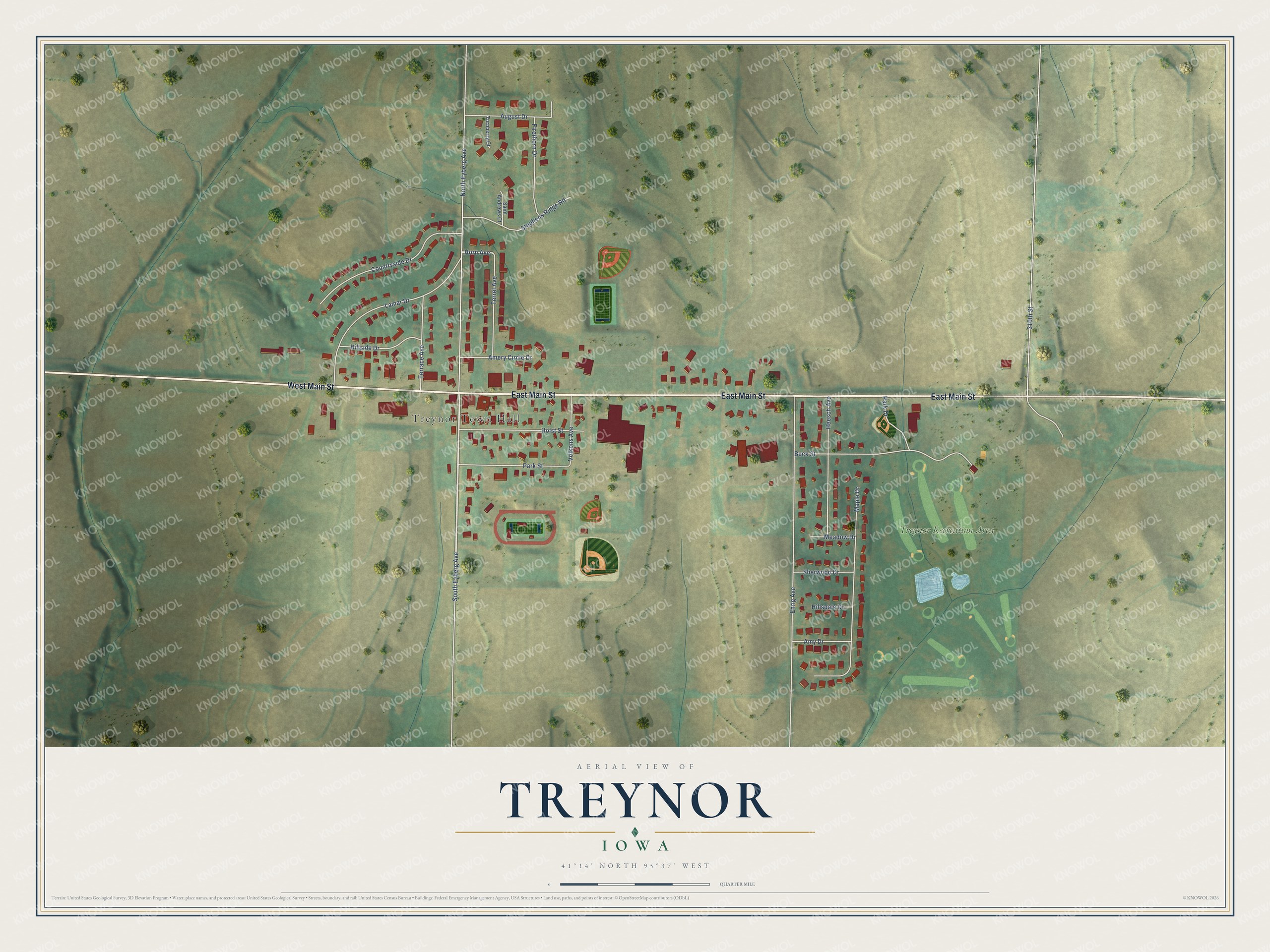 Watermarked full-map preview of Treynor, Iowa