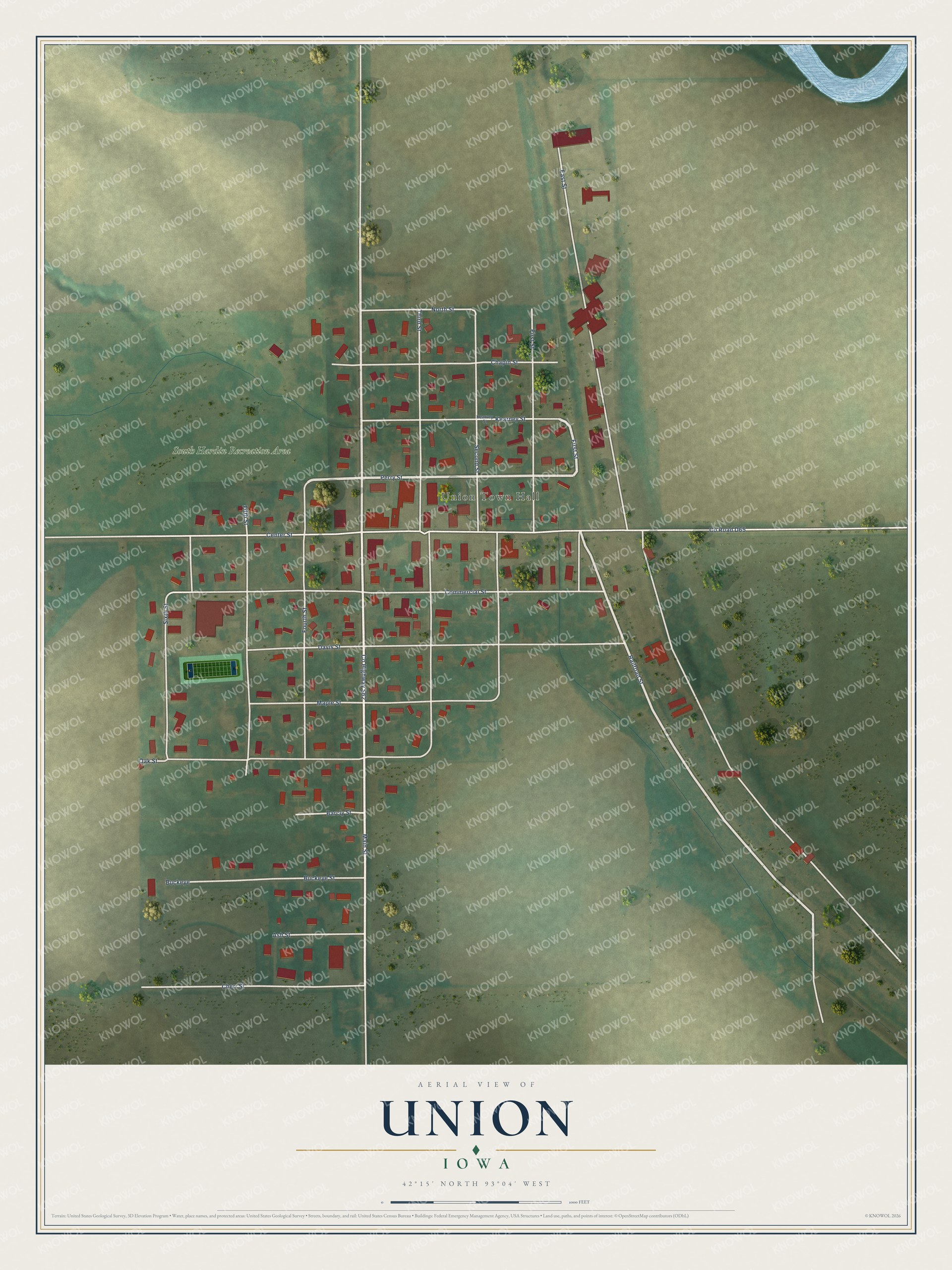 Watermarked full-map preview of Union, Iowa